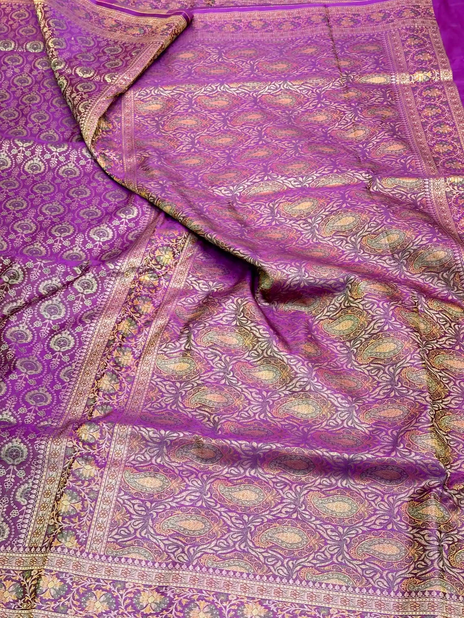 Majenta Mashru Katan Silk Banarasi Saree