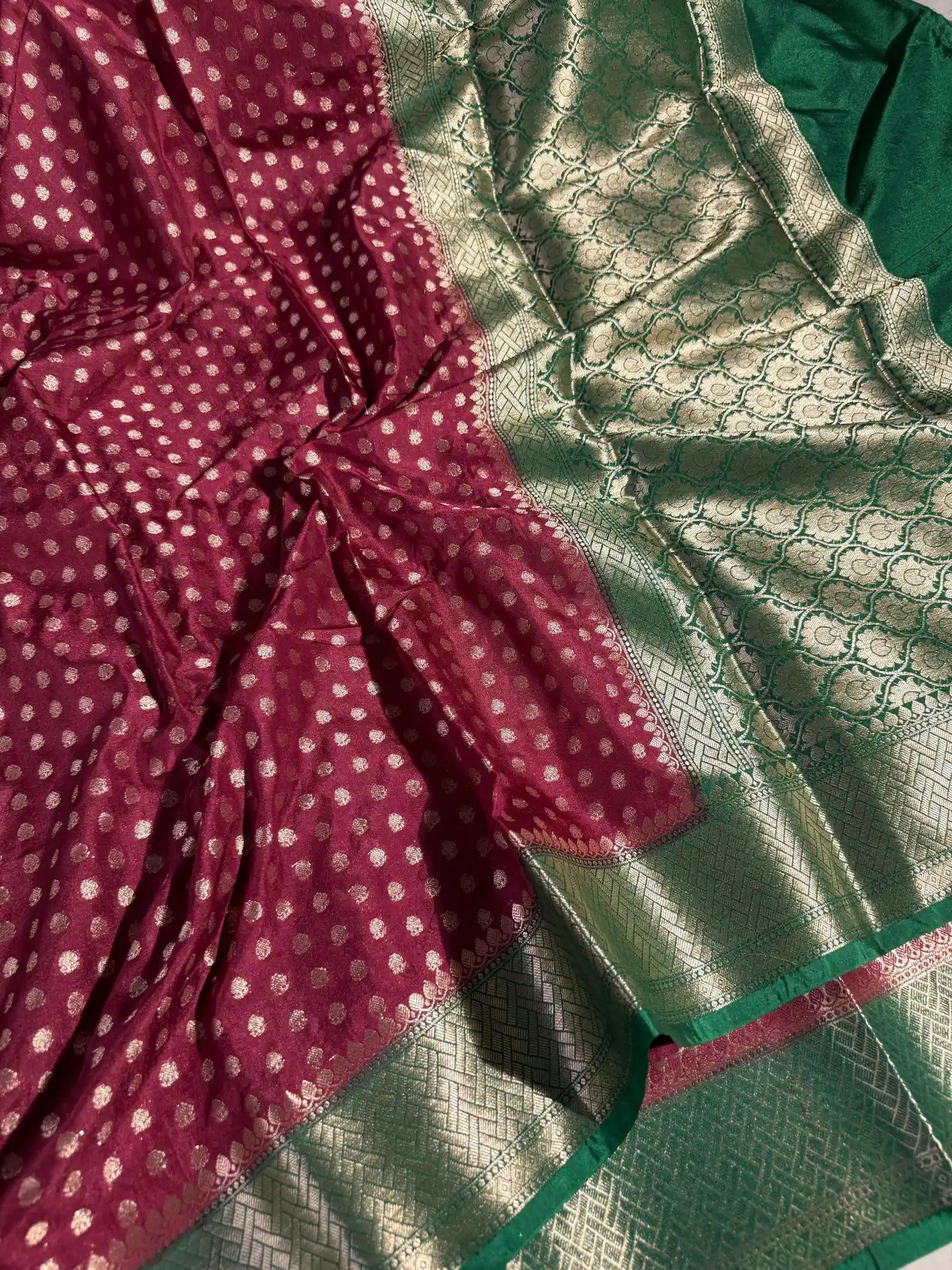 Maroon Warm Silk Zari Buti Weave Banarasi Saree