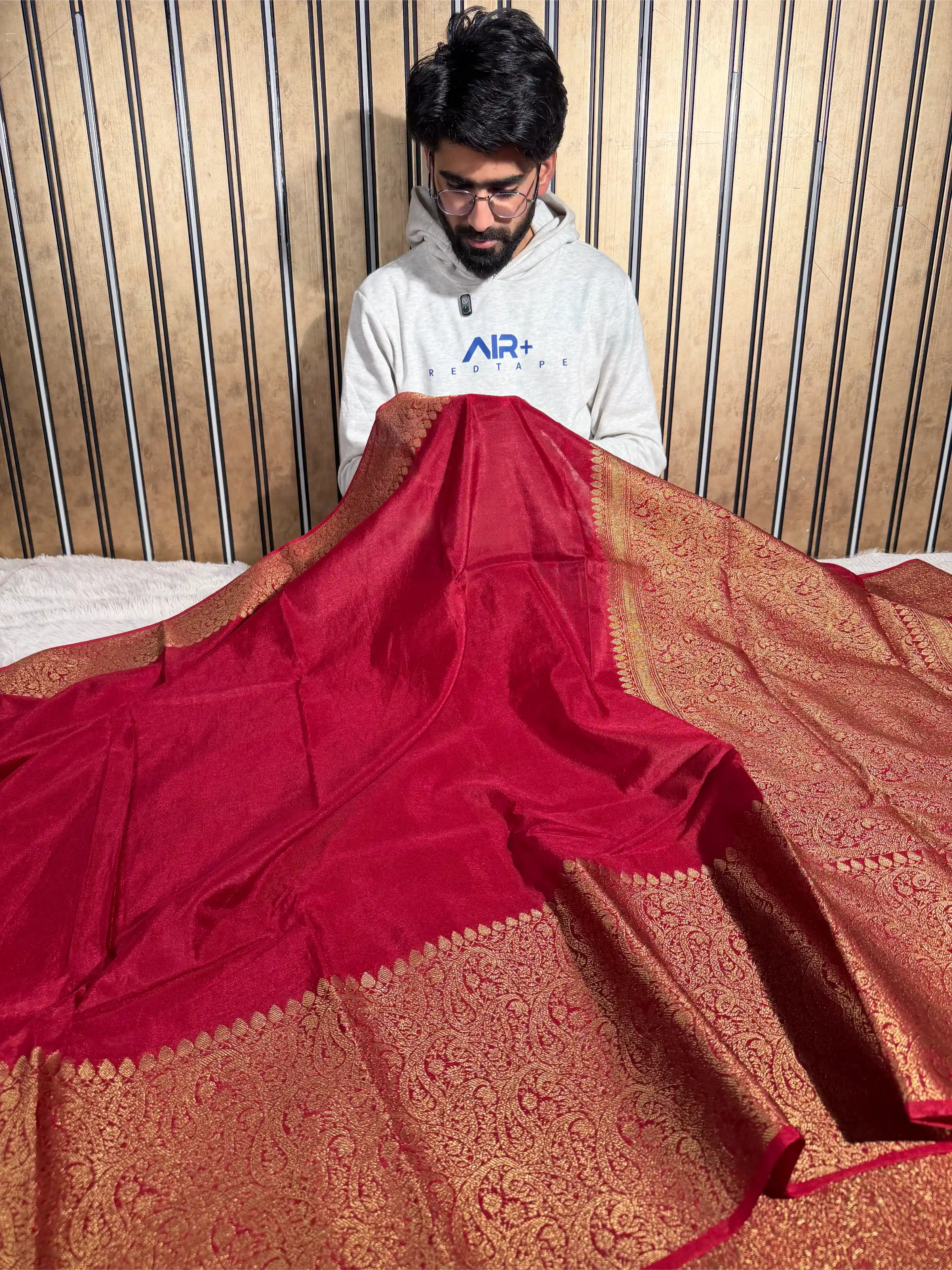 Maroon Warm Silk Banarasi KatBandh Saree