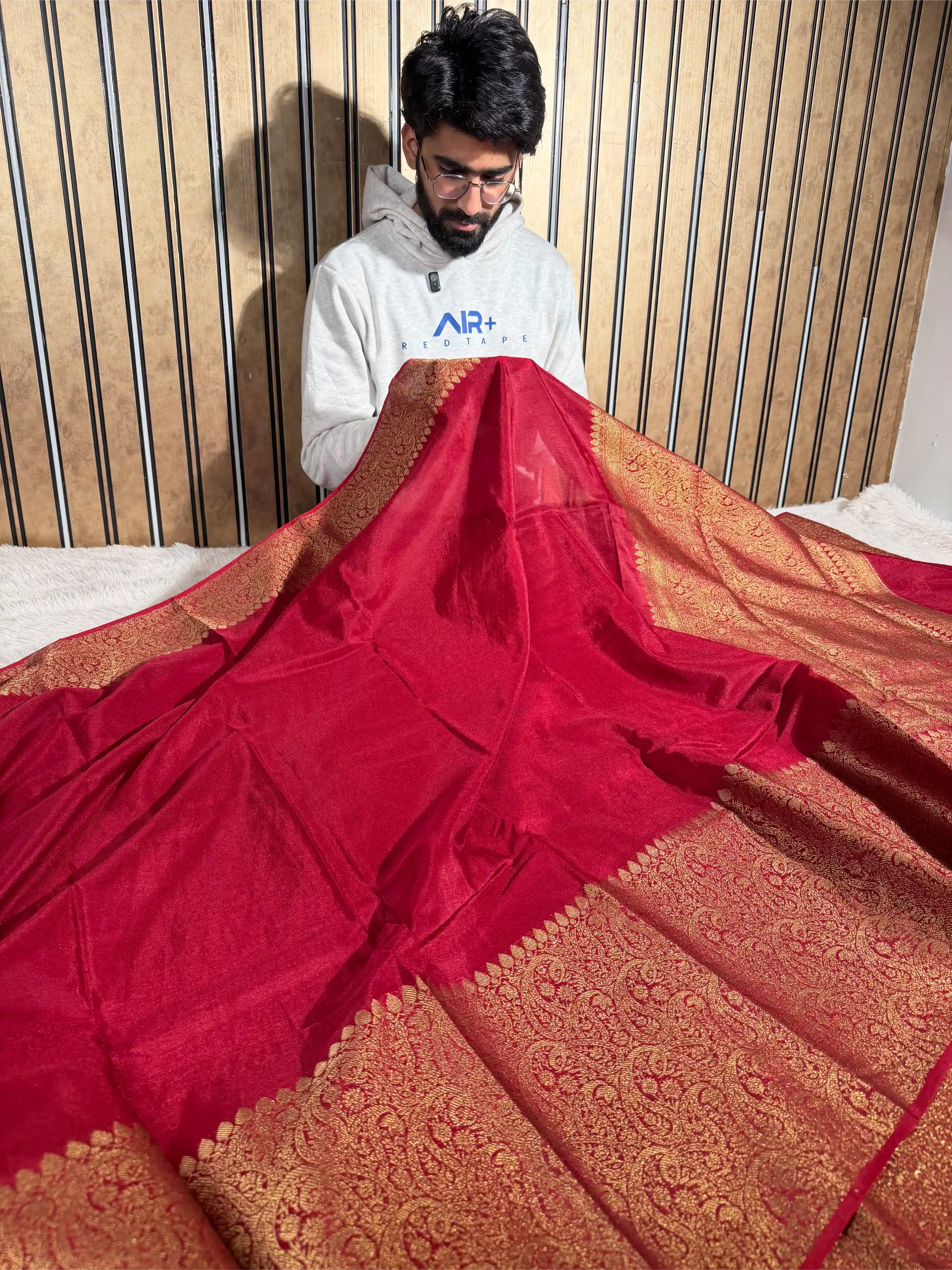 Maroon Warm Silk Banarasi KatBandh Saree