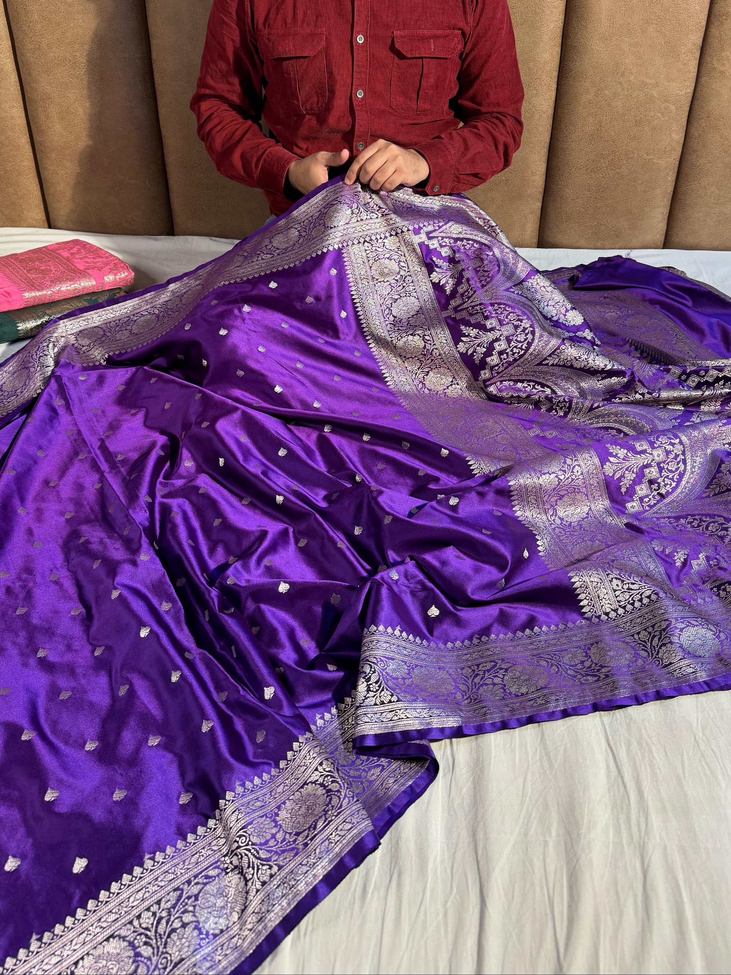 Purple Premium Mashru Katan Silk Saree