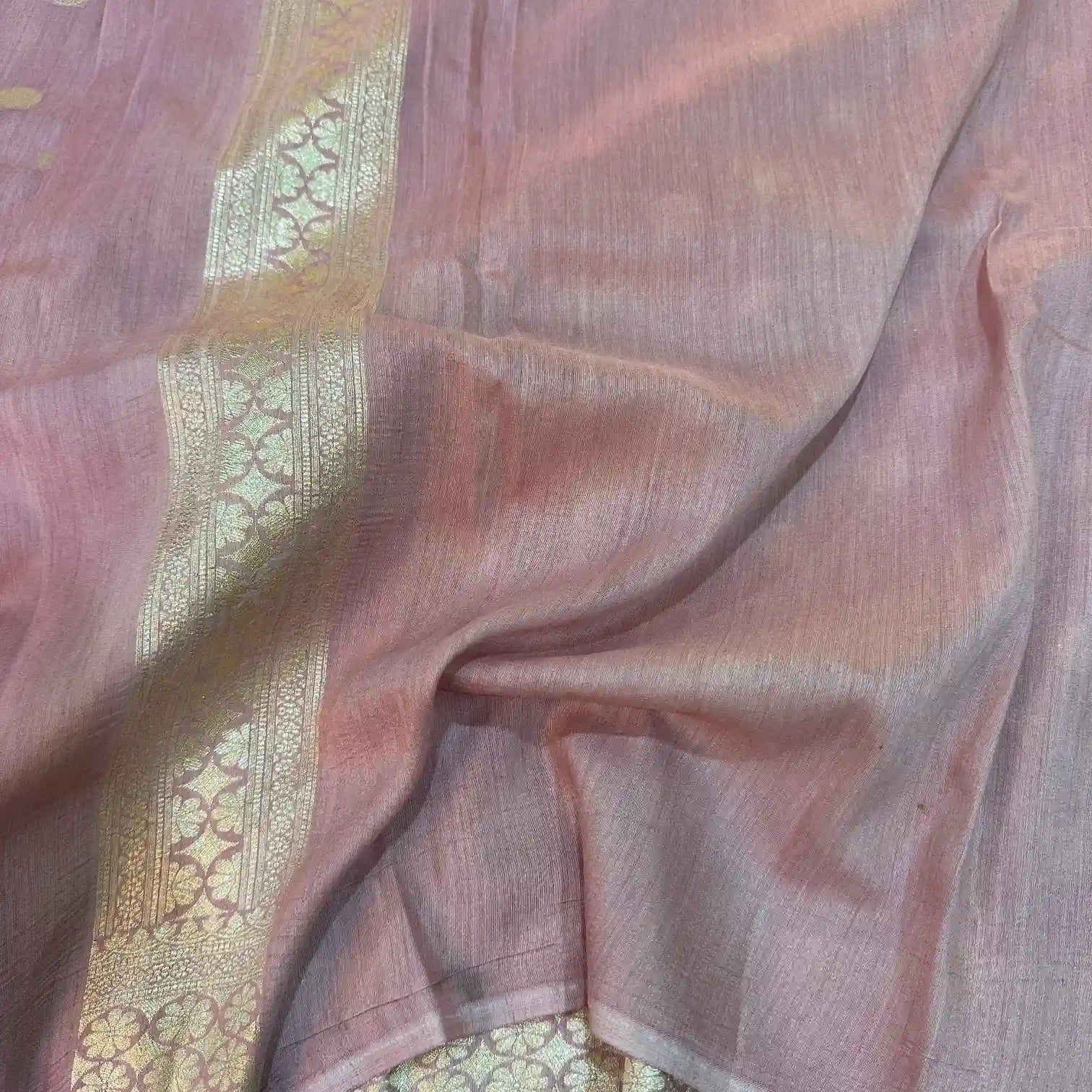 Mauve Pink Polka Dota Munga Silk Saree