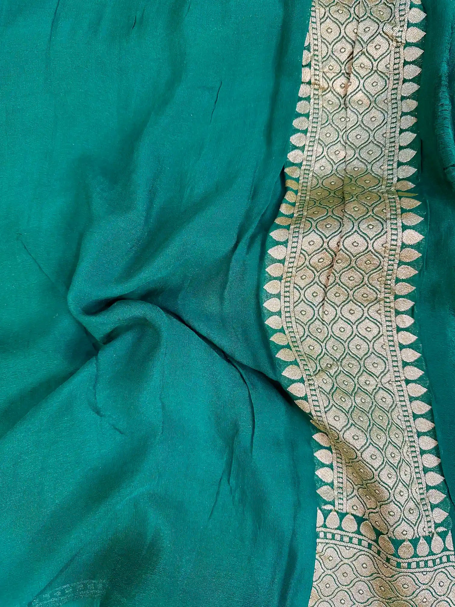 Mehendi Green Contrast Khaddi Georgette Banarasi Saree