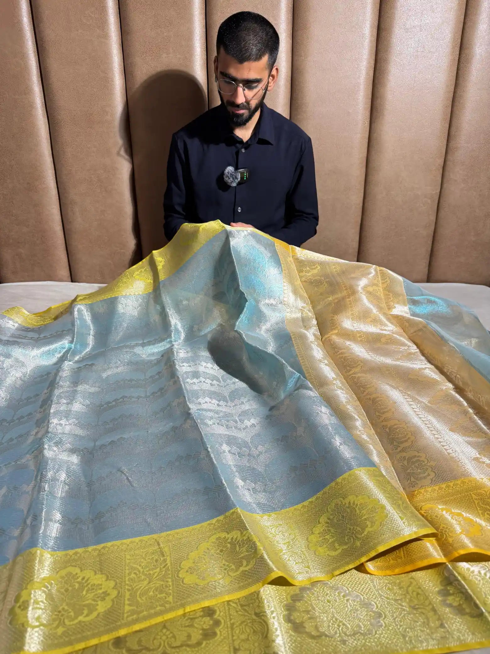 Metallic Firozi Blue Tissue Silk Banarasi Saree