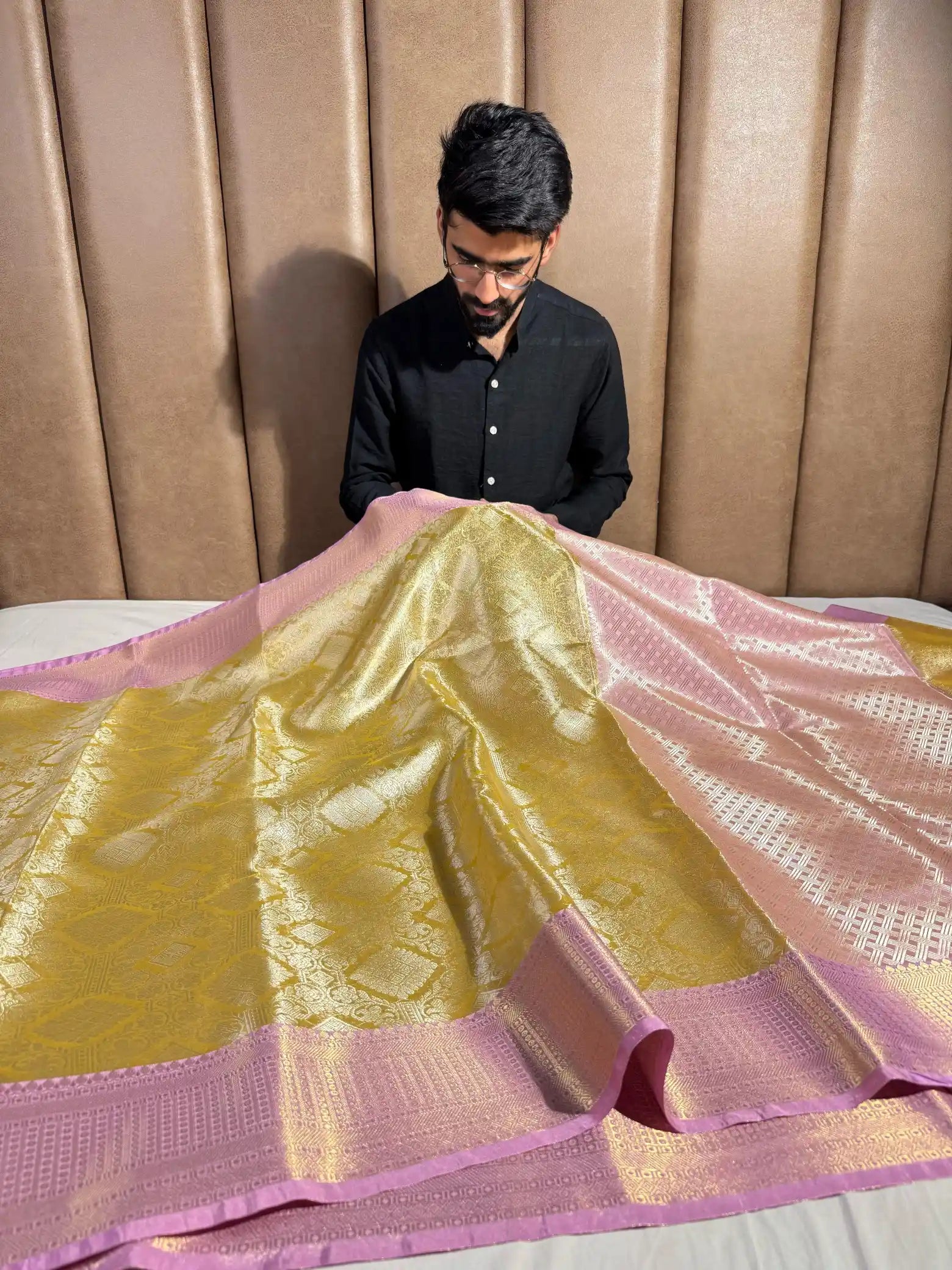 Metallic Golden Tissue Silk Kanjivaram Banarasi Saree