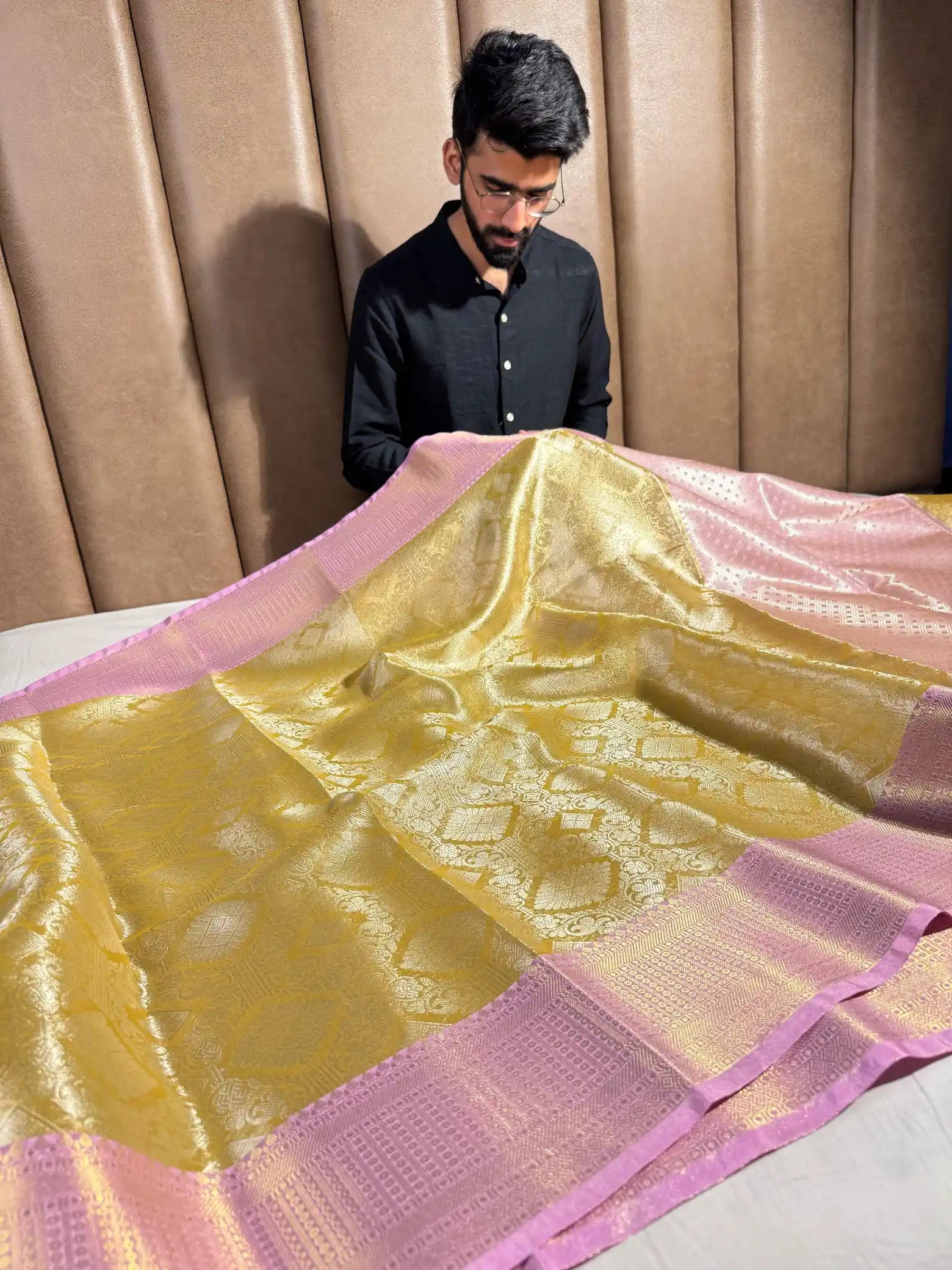 Metallic Golden Tissue Silk Kanjivaram Banarasi Saree