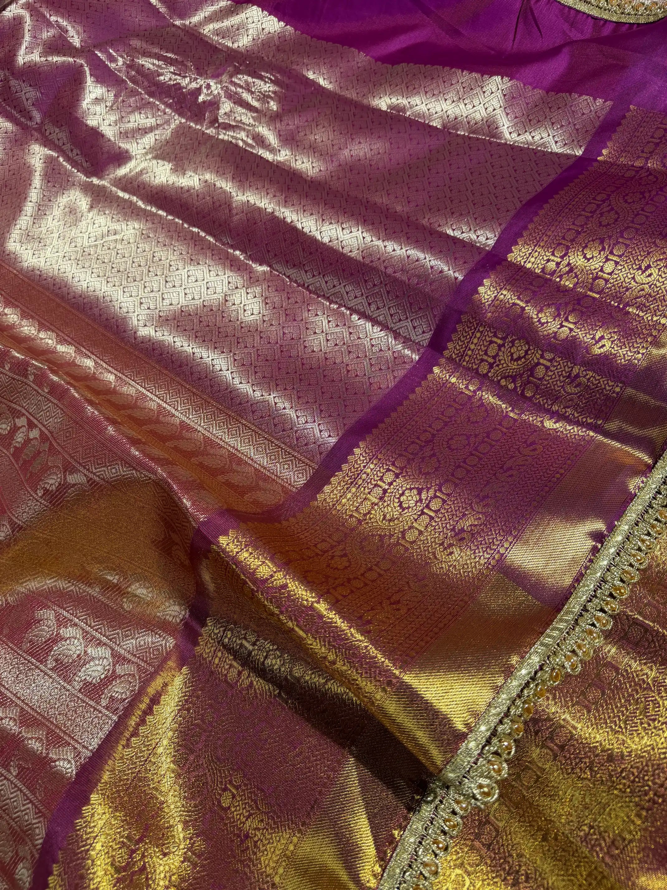 Metallic Kanjivaram Tissue Silk Designer Lace Work Saree