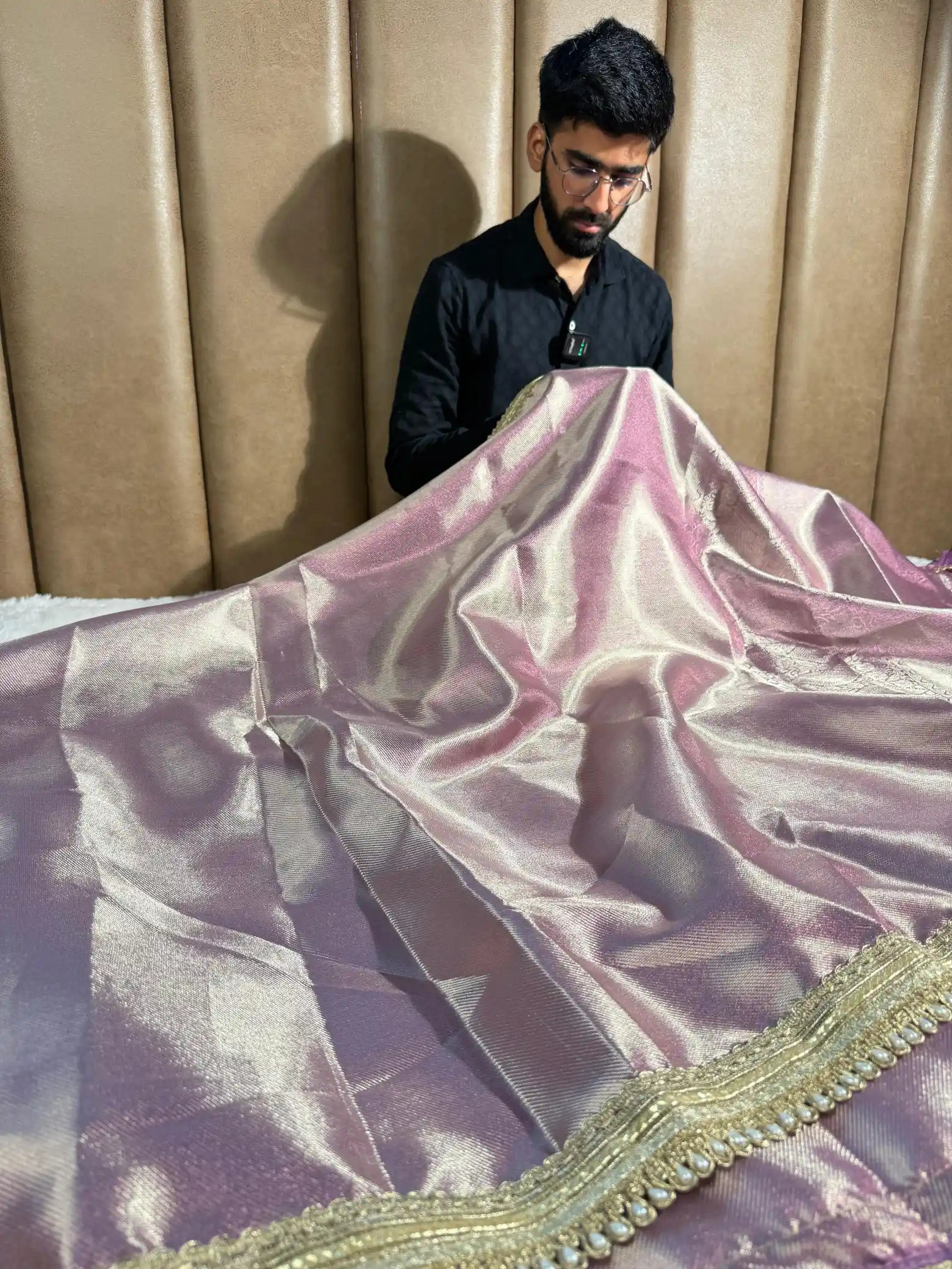 Metallic Lavender Tissue Silk Kanjivaram Brocade Banarasi Saree