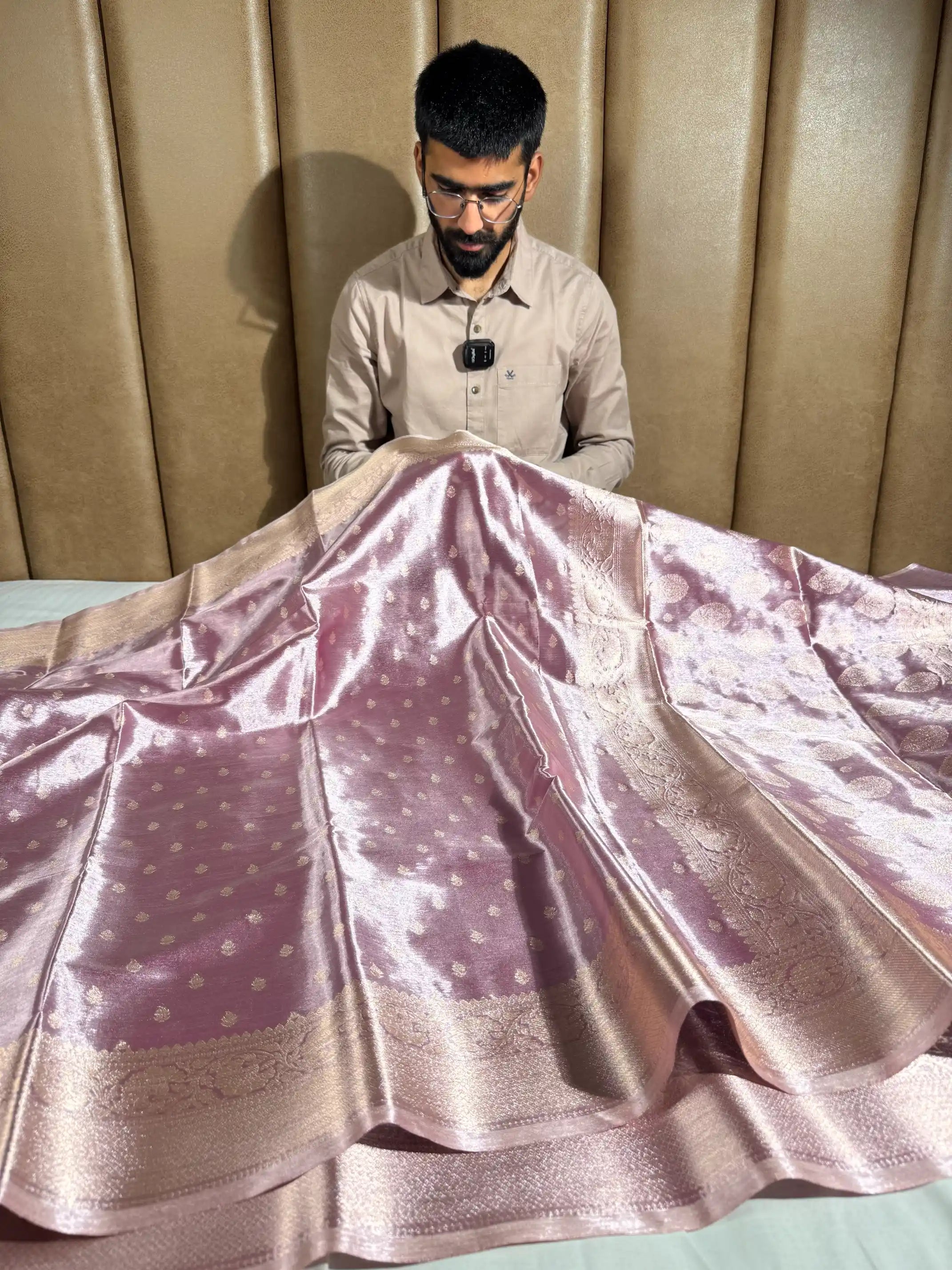 Metallic Light Lavender Kathan Tissue Silk Banarasi Saree