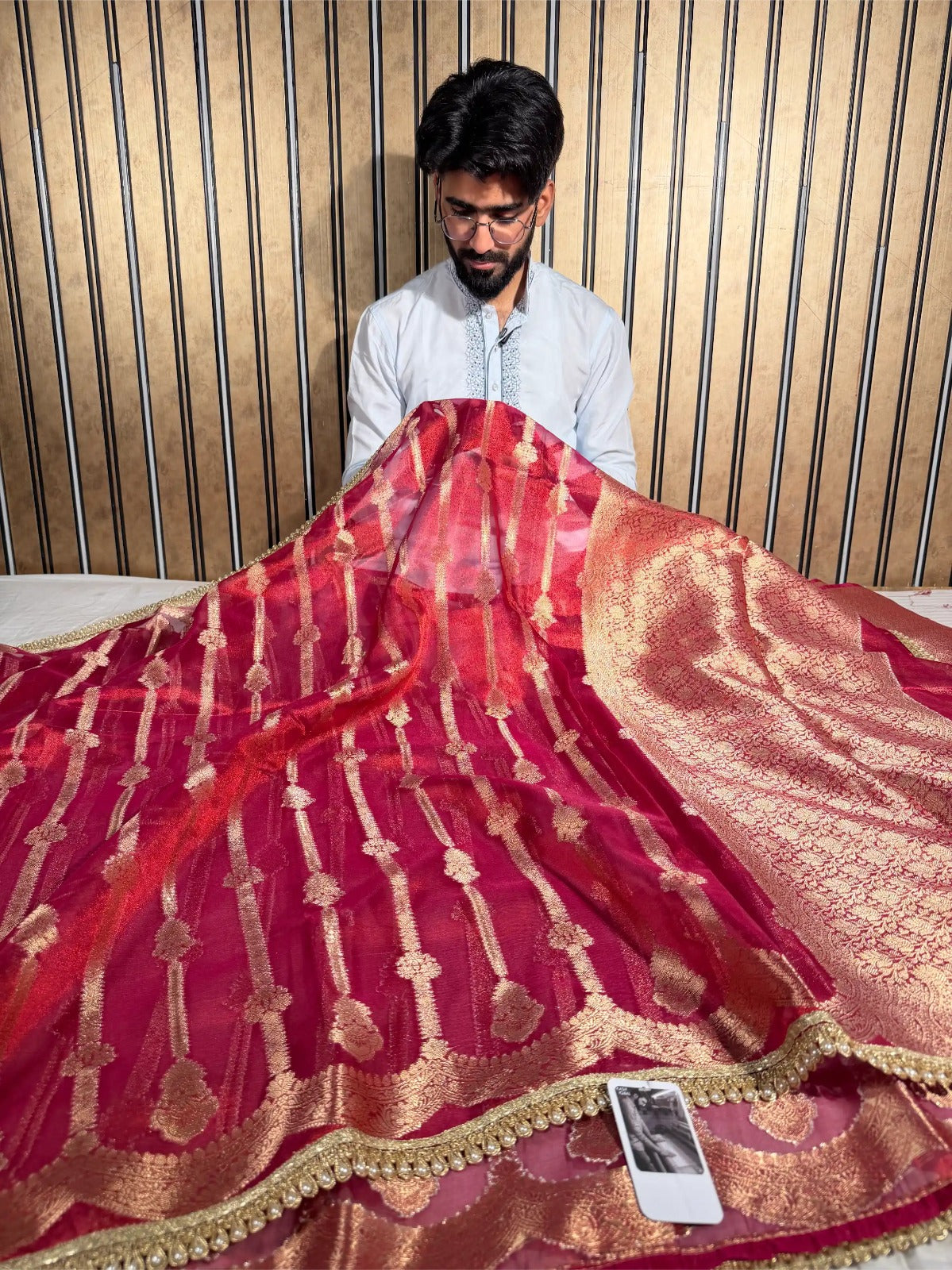 Metallic Rani Soft Tissue Silk Designer Banarasi Saree