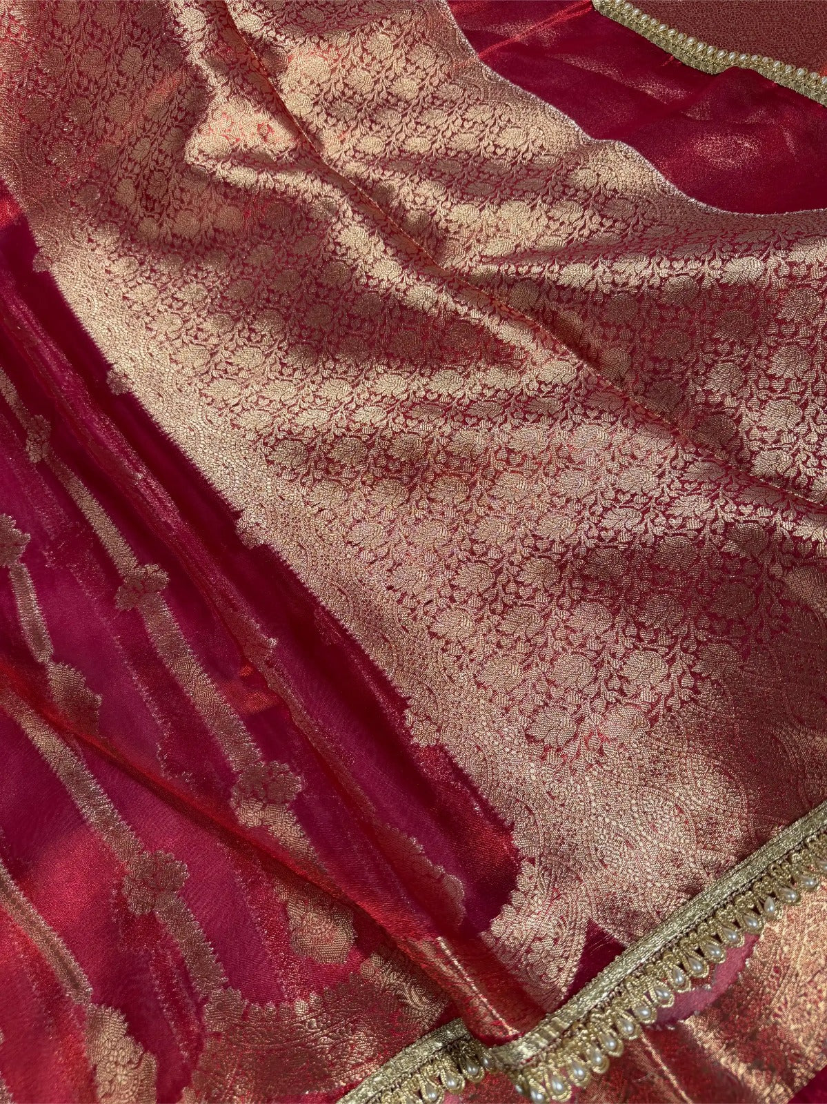 Metallic Rani Soft Tissue Silk Designer Banarasi Saree