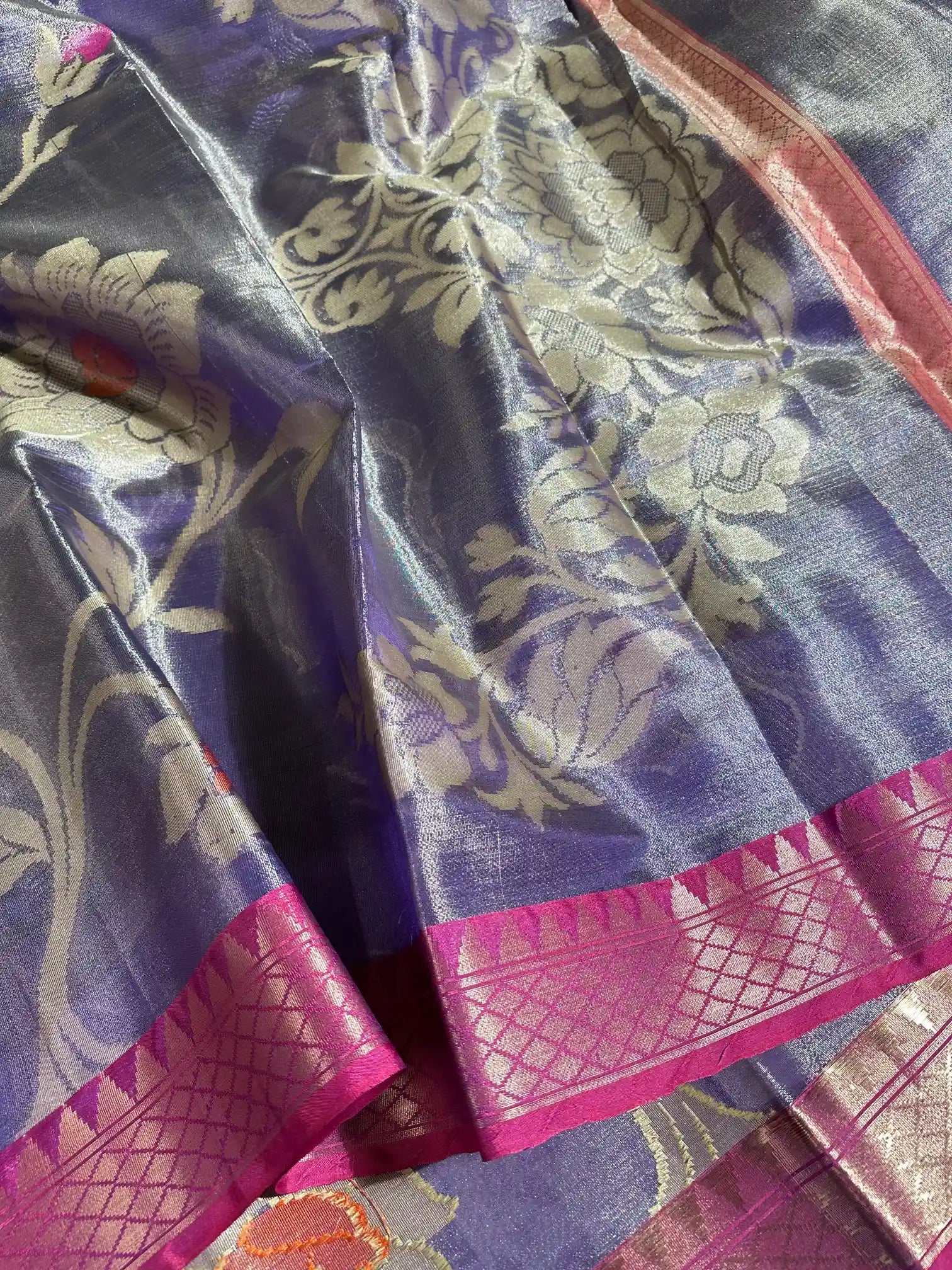 Metallic Royal Blue Tissue Silk Heritage Grand Weave Banarasi Saree