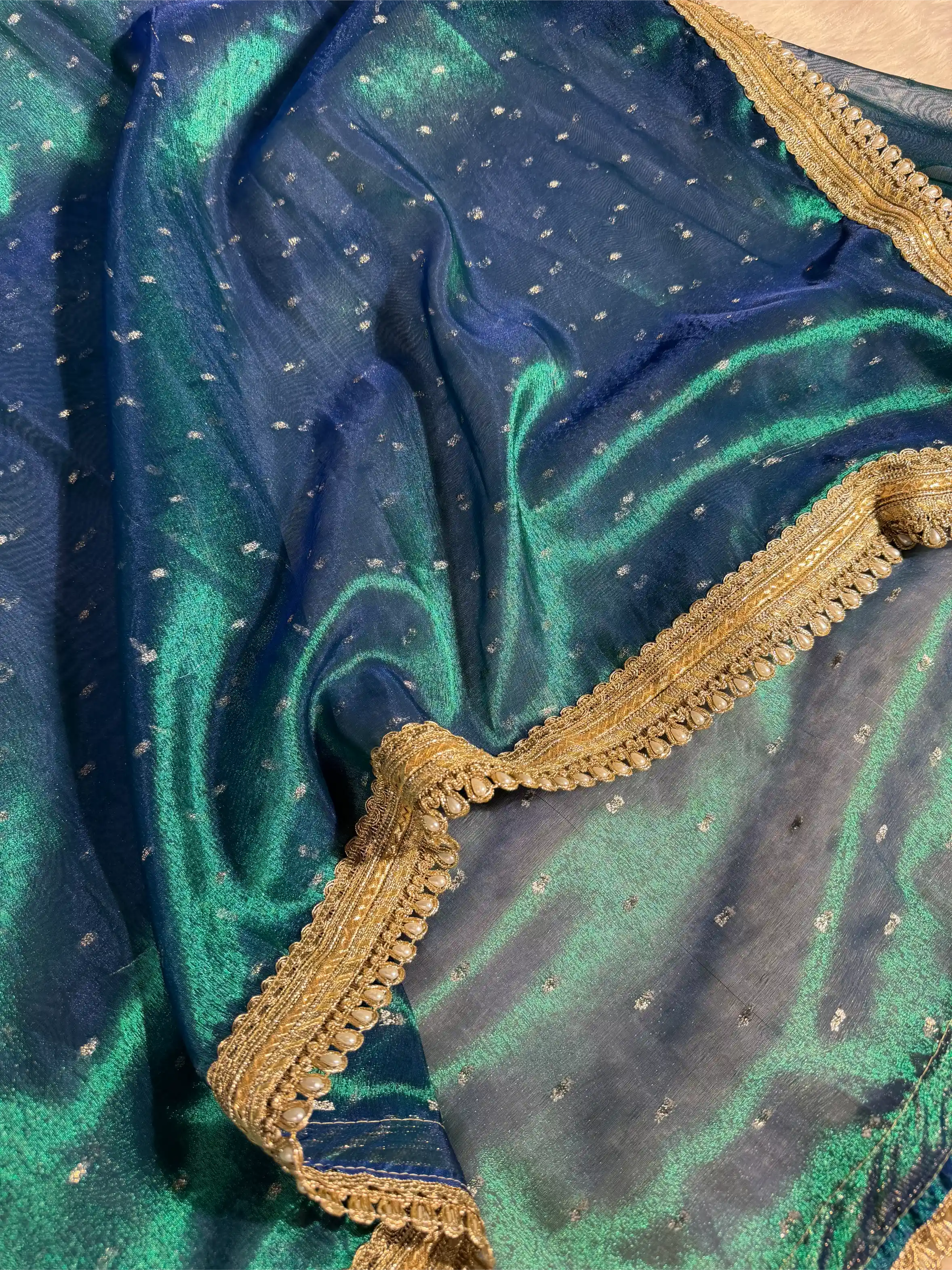 Metallic Sapphire Soft Tissue Designer Banarasi Saree
