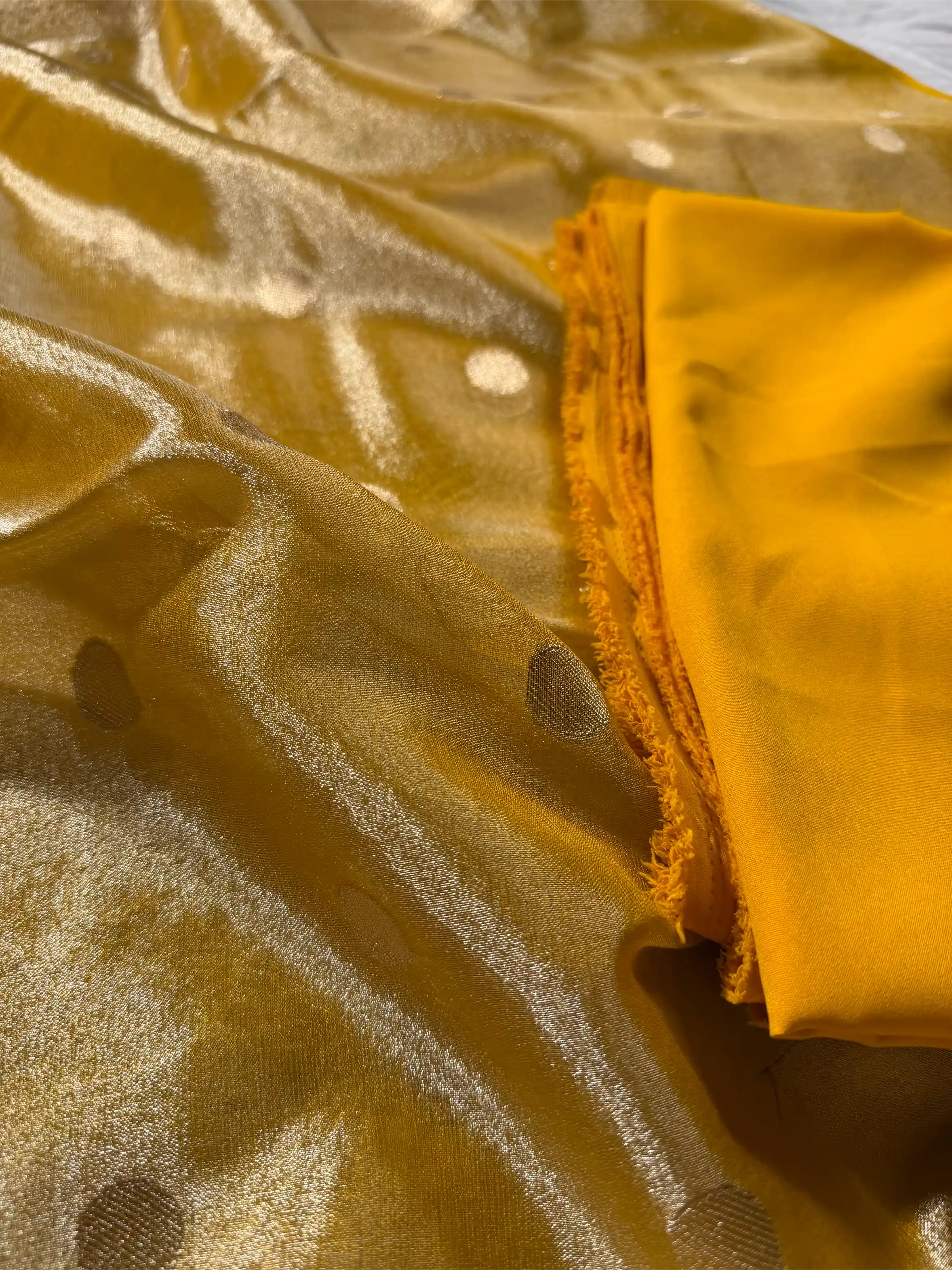 Metallic Yellow Kora Tissue Banarasi Suit