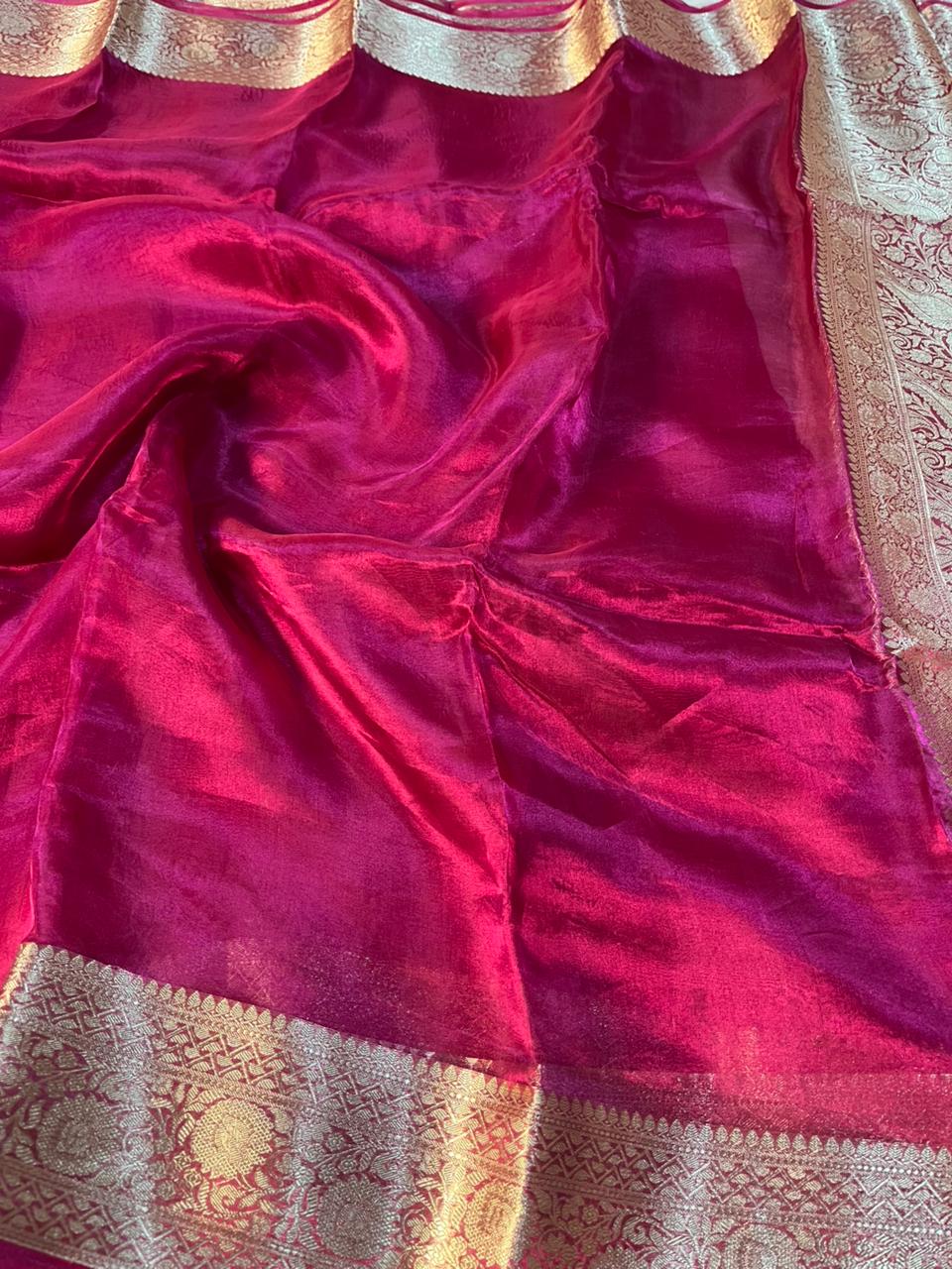 Pure tissue silk saree with rich pallu and blouse