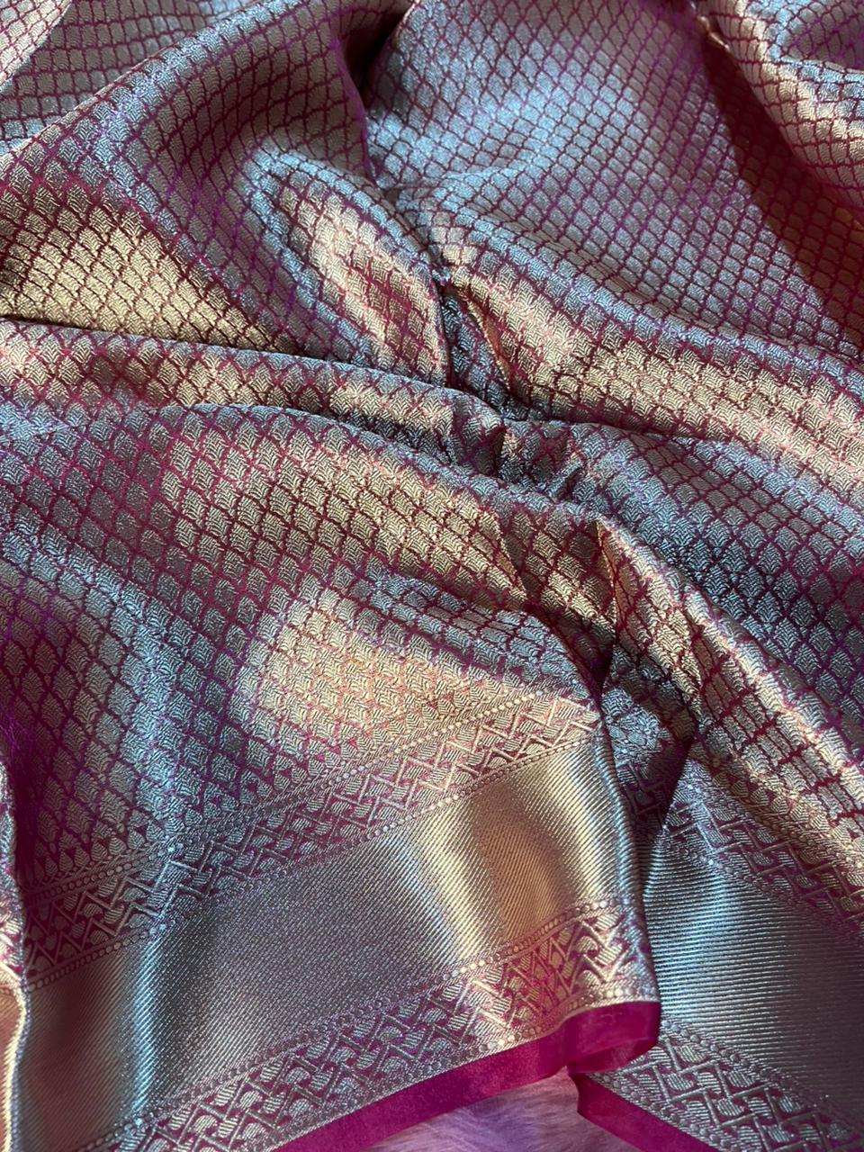 Pure tissue silk saree with rich pallu and blouse