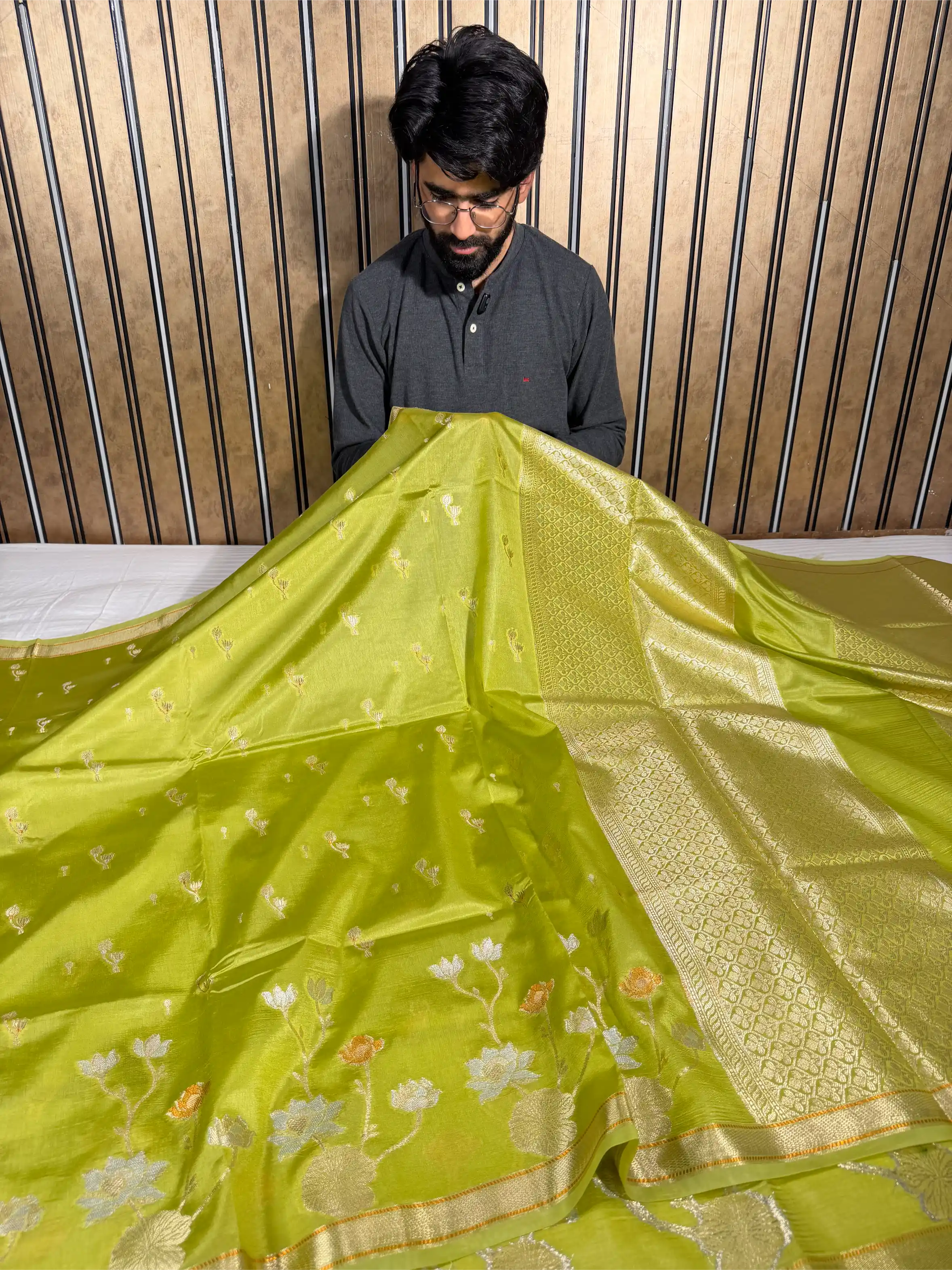 Mint Green Eccentric Raw Dupion Silk Banarasi Saree