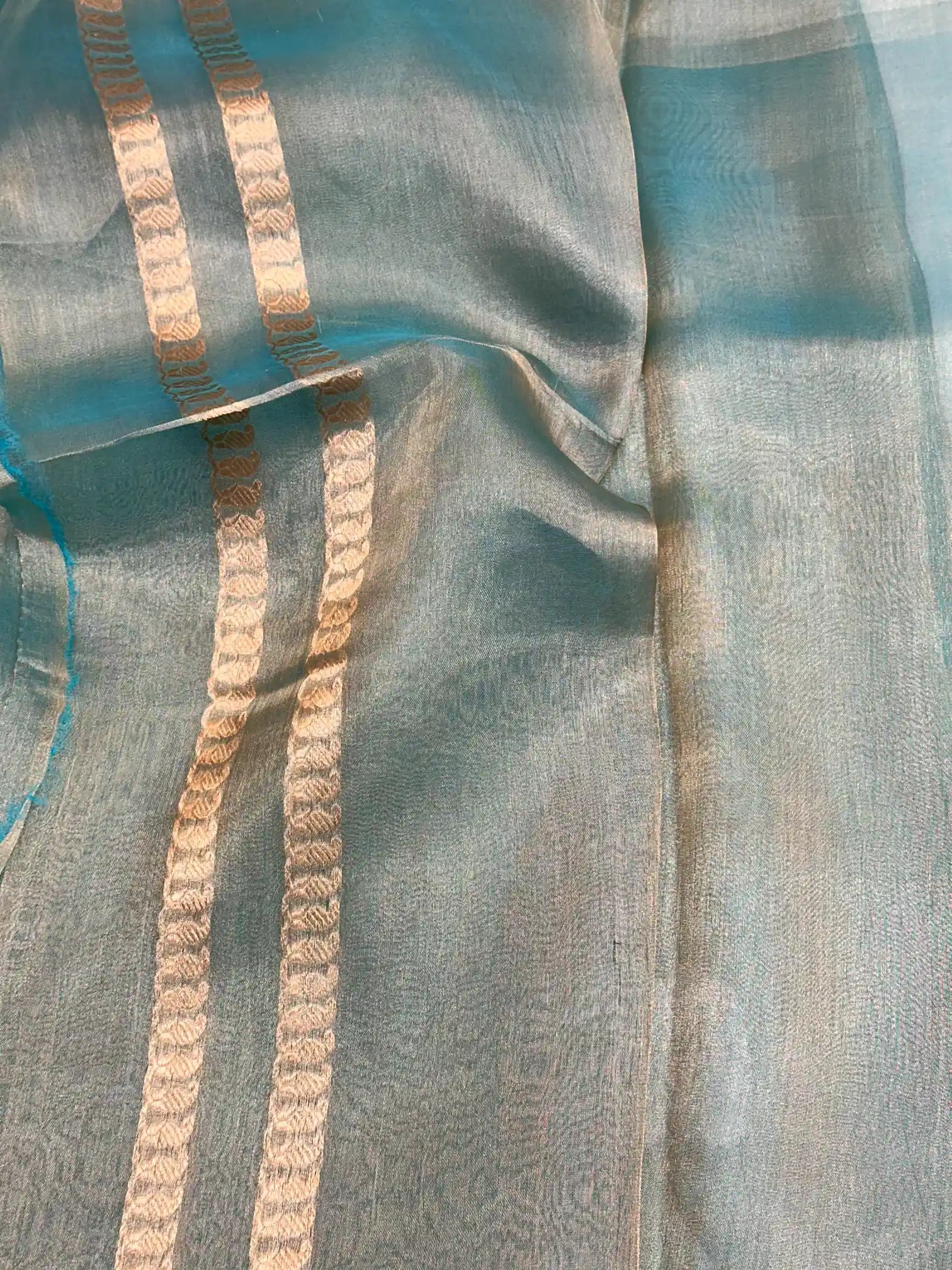 Mint Green Handwoven Pure Tissue Silk Saree