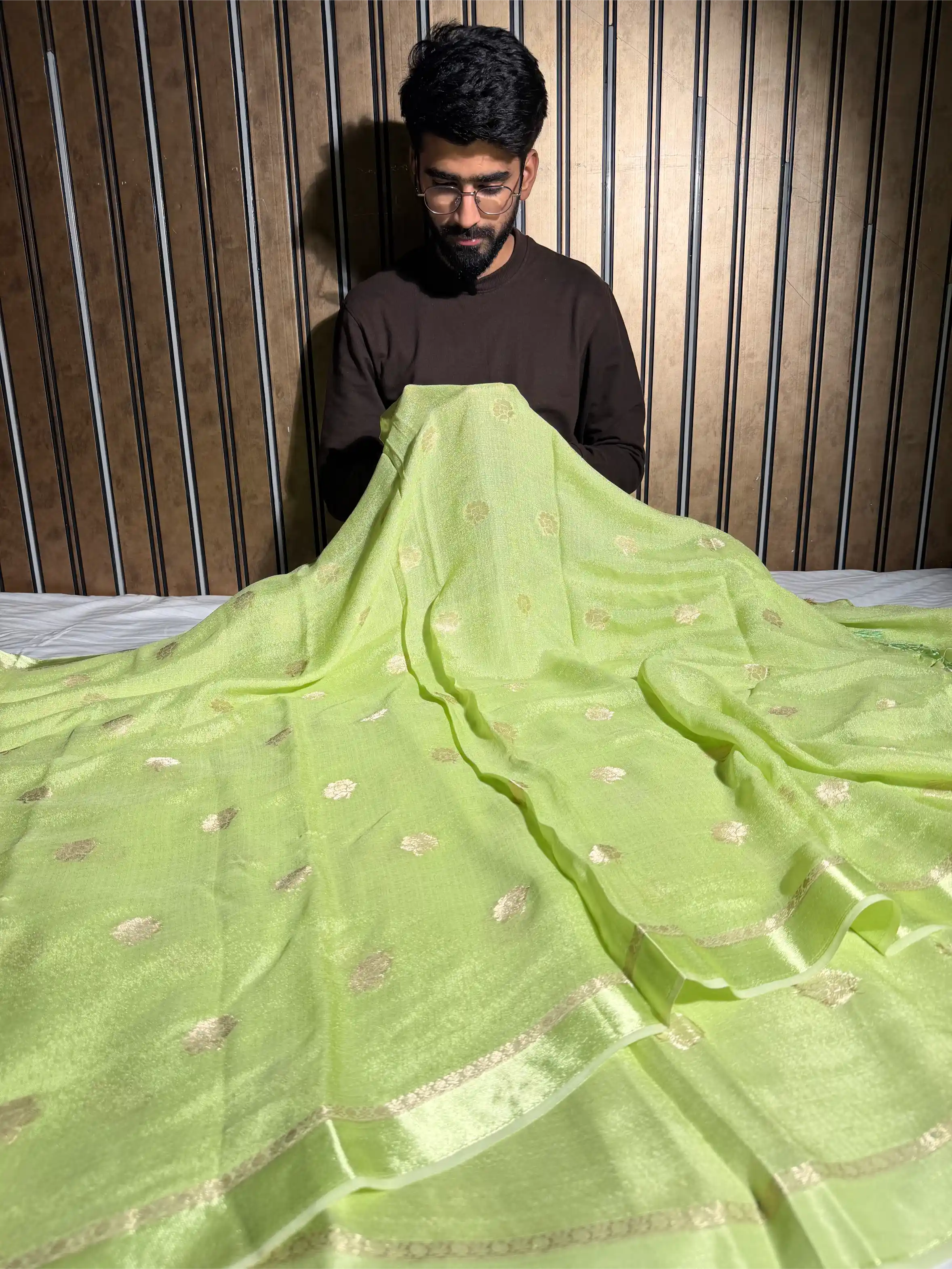 Mint Green Viscose Georgette Silk Traditional Buta Banarasi Saree