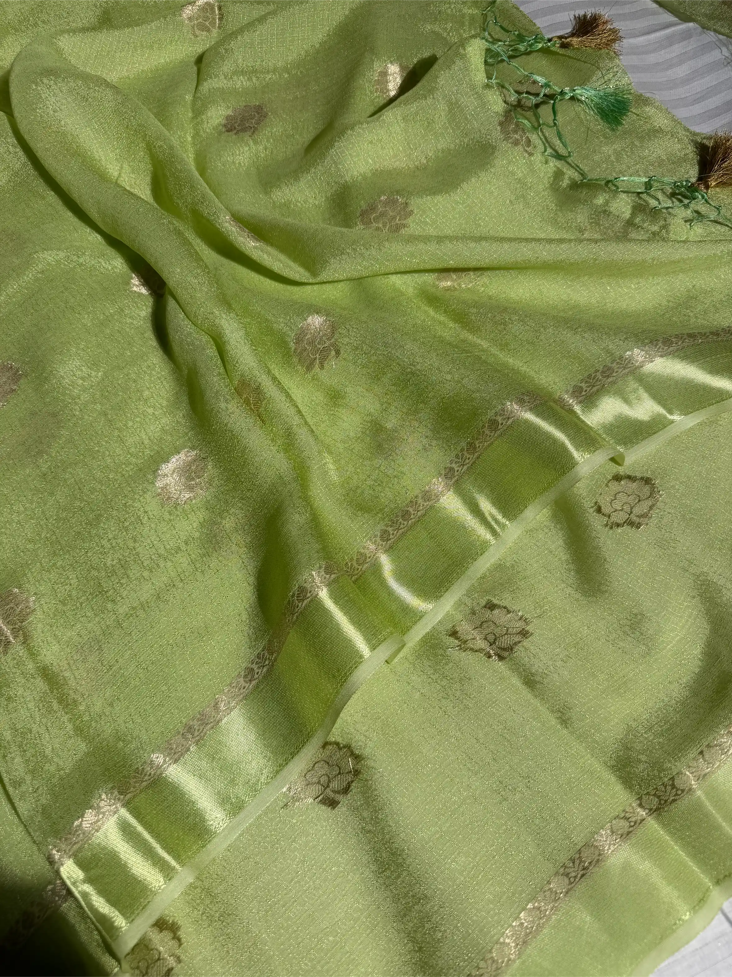 Mint Green Viscose Georgette Silk Traditional Buta Banarasi Saree