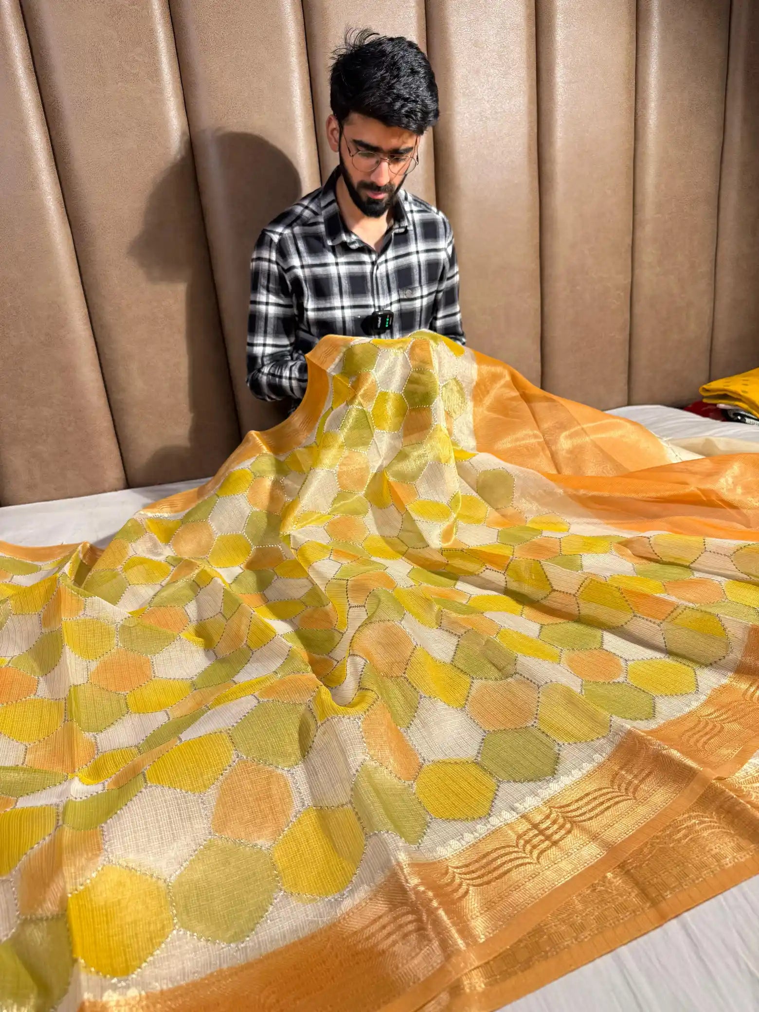 Multicolor Kota Tissue Rangkat Chikankari Embroidery Work Banarasi Saree