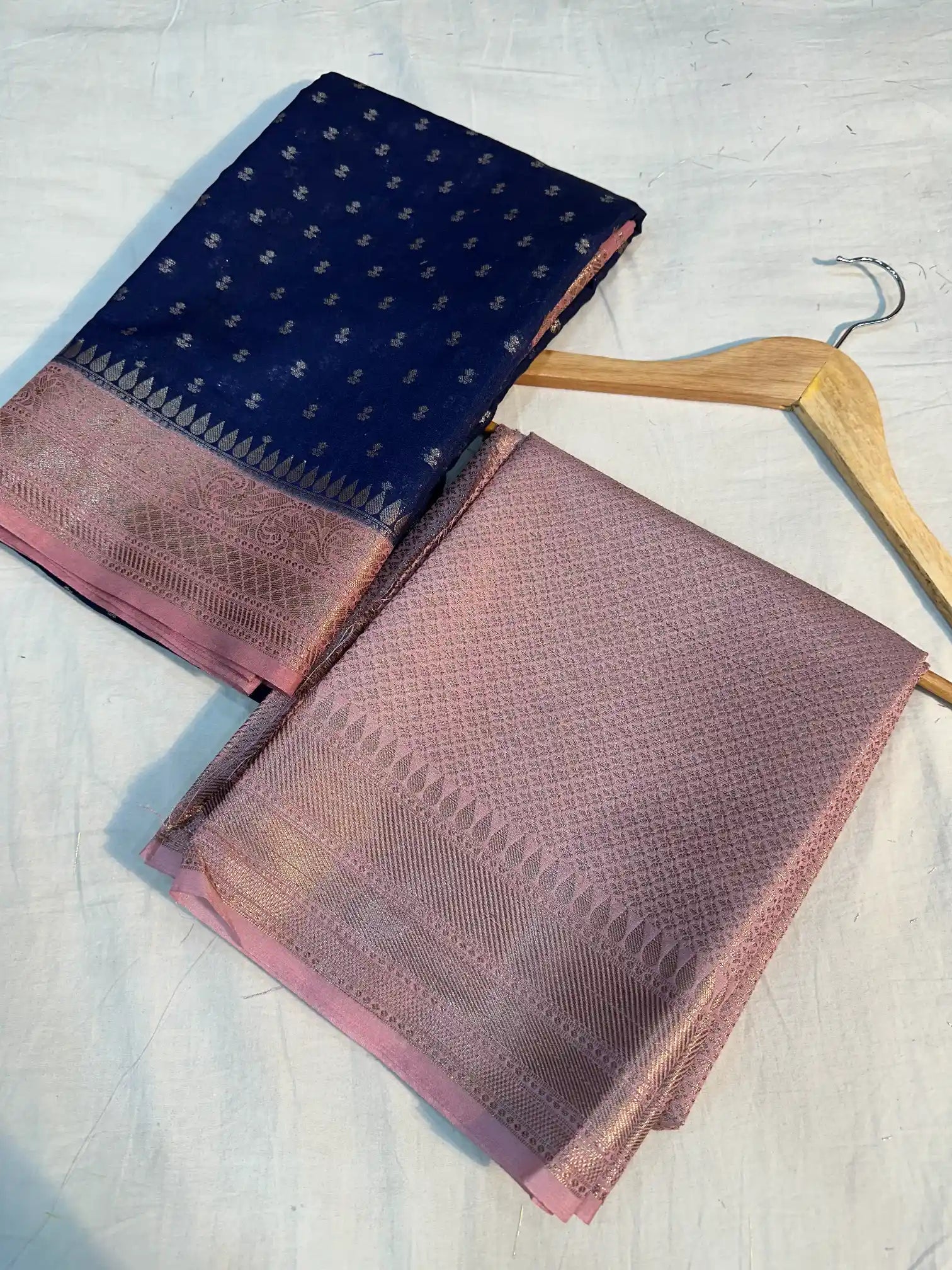 Navy Blue Chiniya silk zari Buti Banarasi Saree