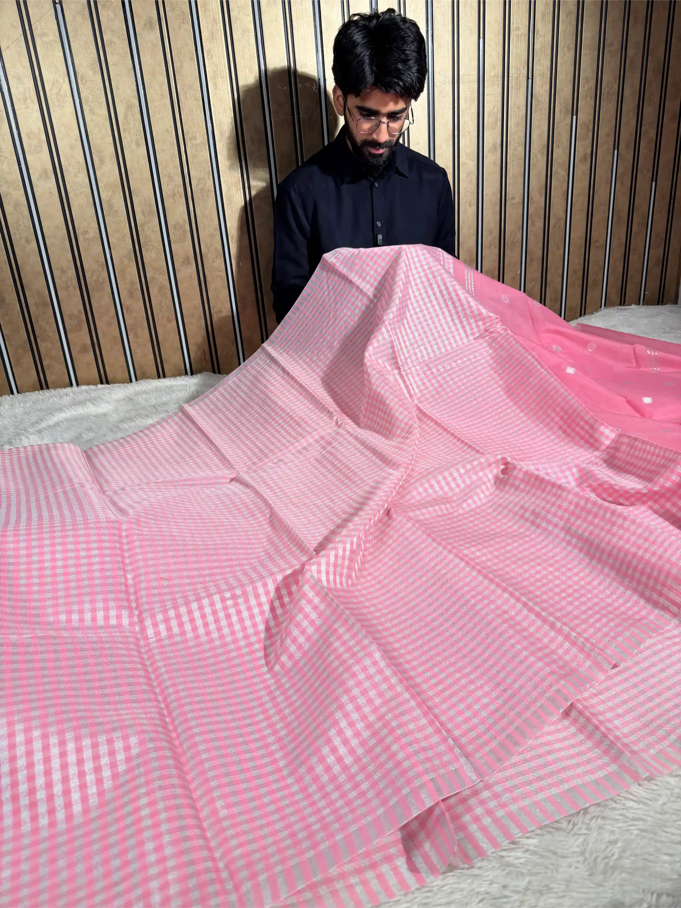 Nayanthara Ma’am Inspired Checked Tissue Silk Saree