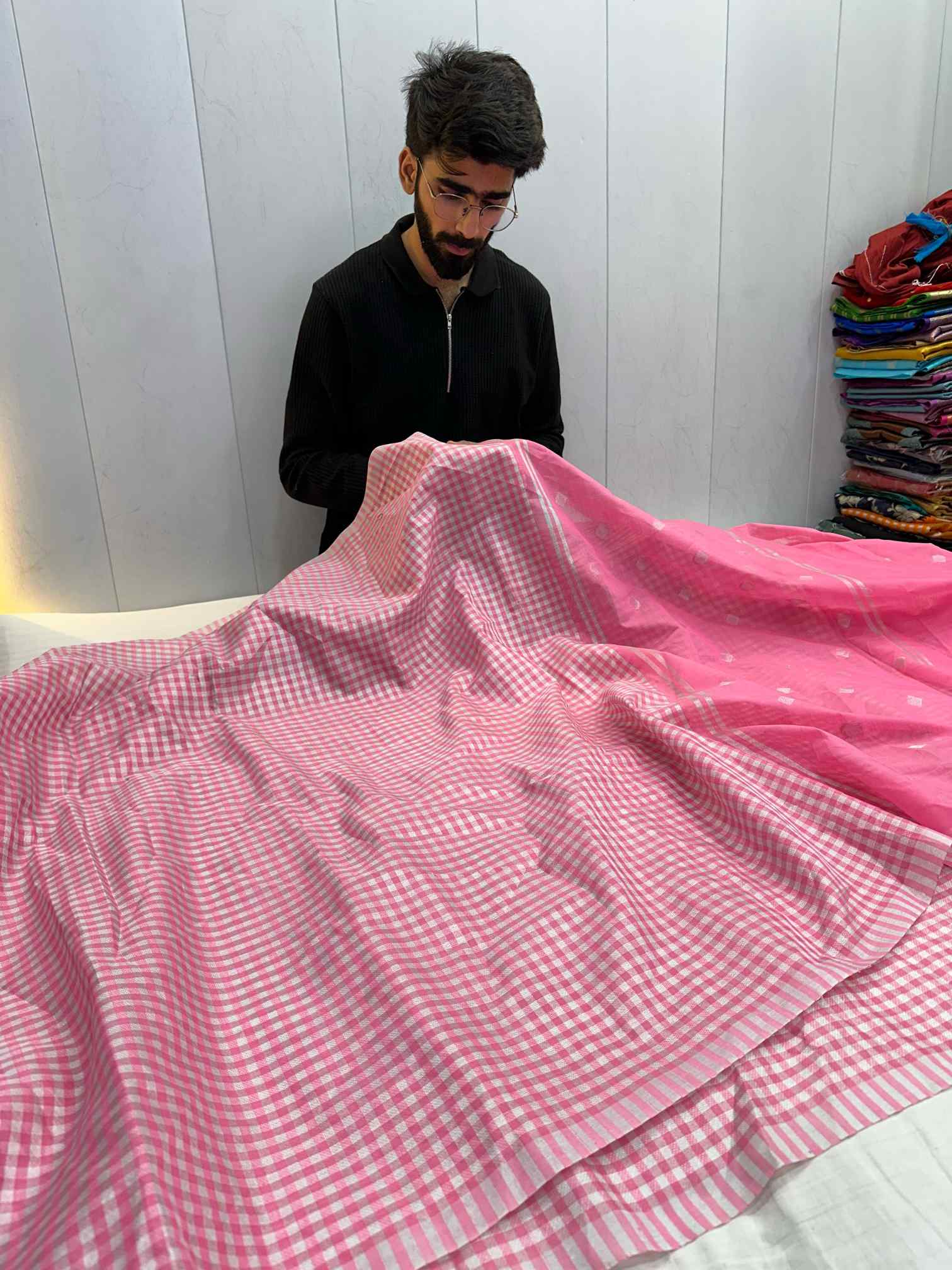 Nayanthara Ma’am Inspired Softsilk Checkered Weave Banarasi Saree