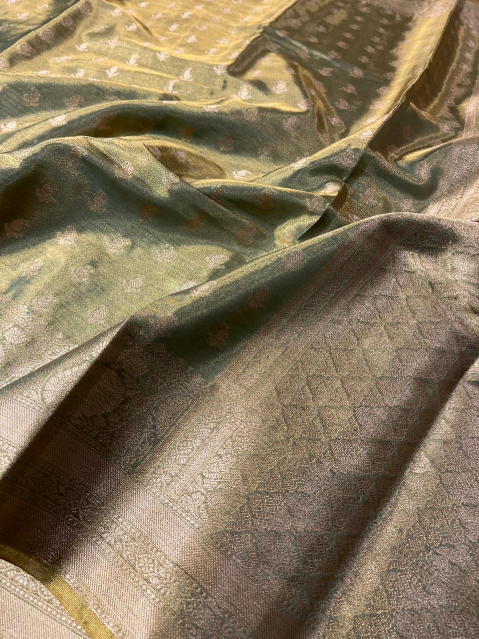 Never Seen Before Copper Tissue Silk Buti Weave Banarasi Saree