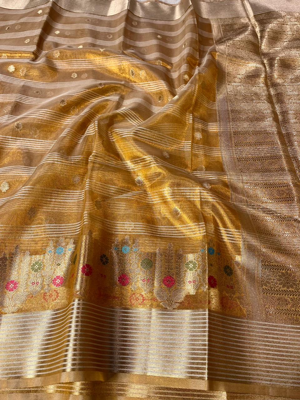 Never Seen Before Copper Tissue Silk Heritage Weave Banarasi Saree