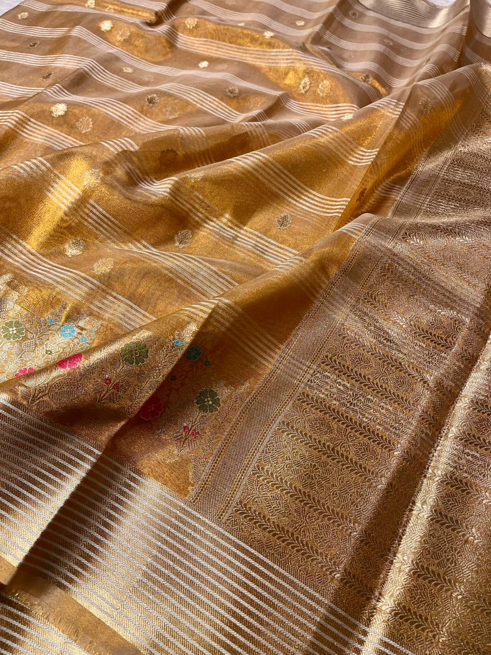 Never Seen Before Copper Tissue Silk Heritage Weave Banarasi Saree
