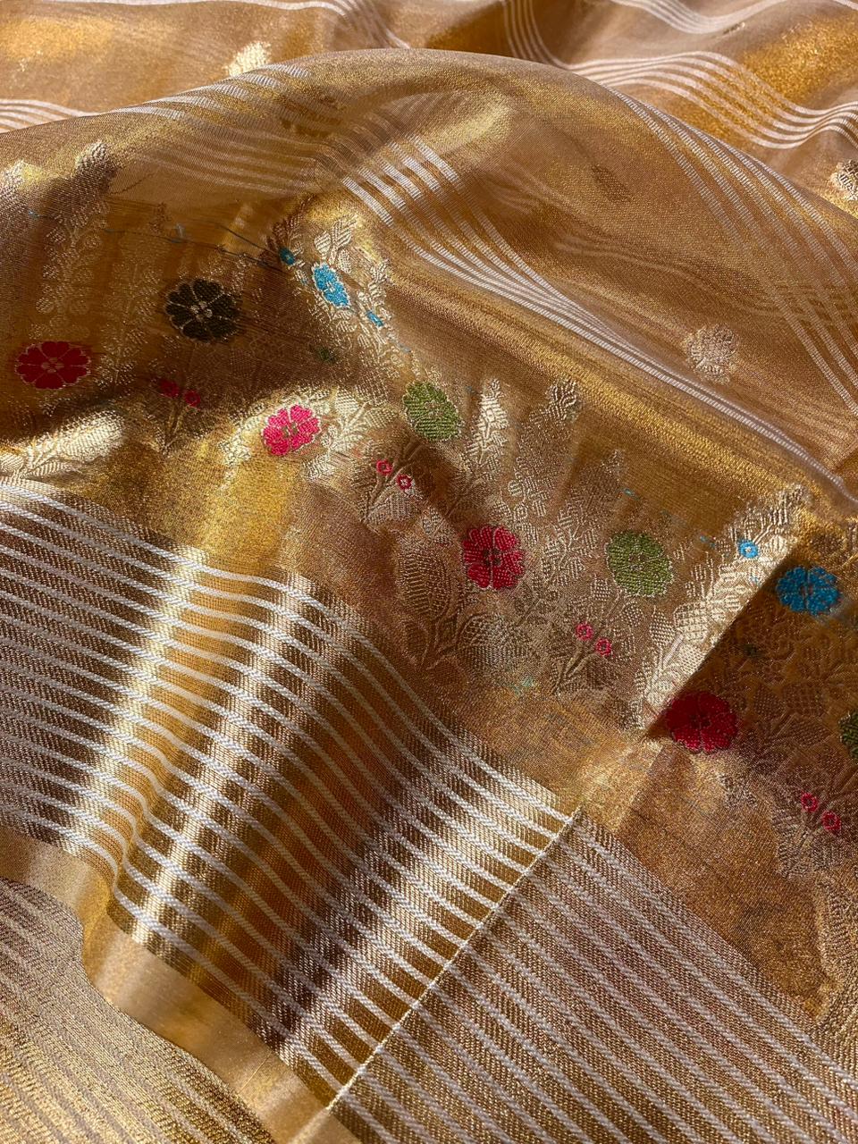 Never Seen Before Copper Tissue Silk Heritage Weave Banarasi Saree