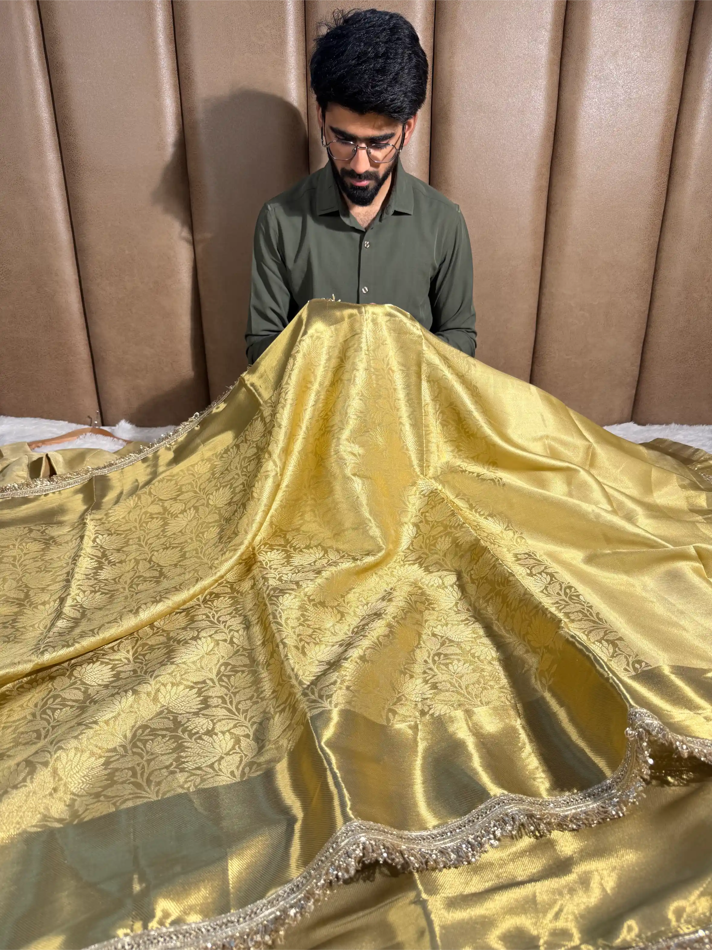 Nita Ambani Ma’am Inspired Kanjeevaram Tissue Silk Lace Attached Saree