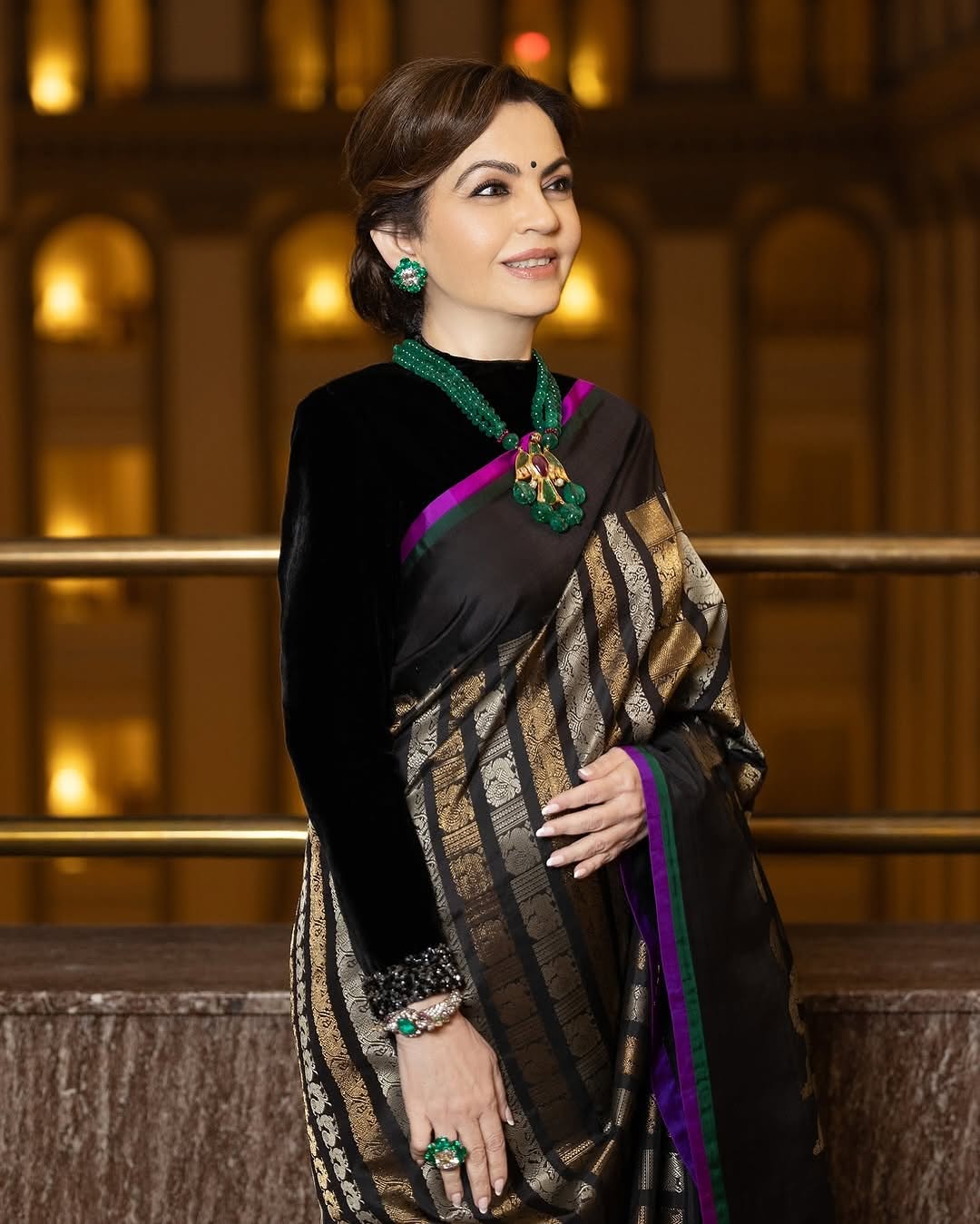 Nita Ambani Ma’am Inspired Jet Black Katan Silk Banarasi Saree