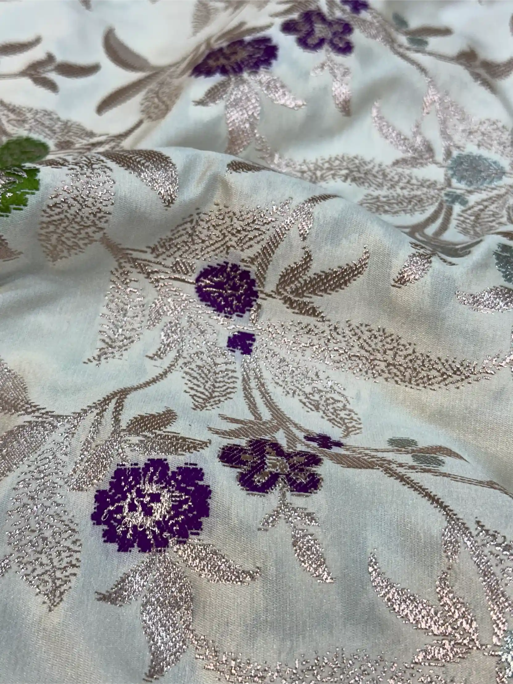 Off White Mashru Katan Silk Meenakari Intricate Weave Banarasi Saree