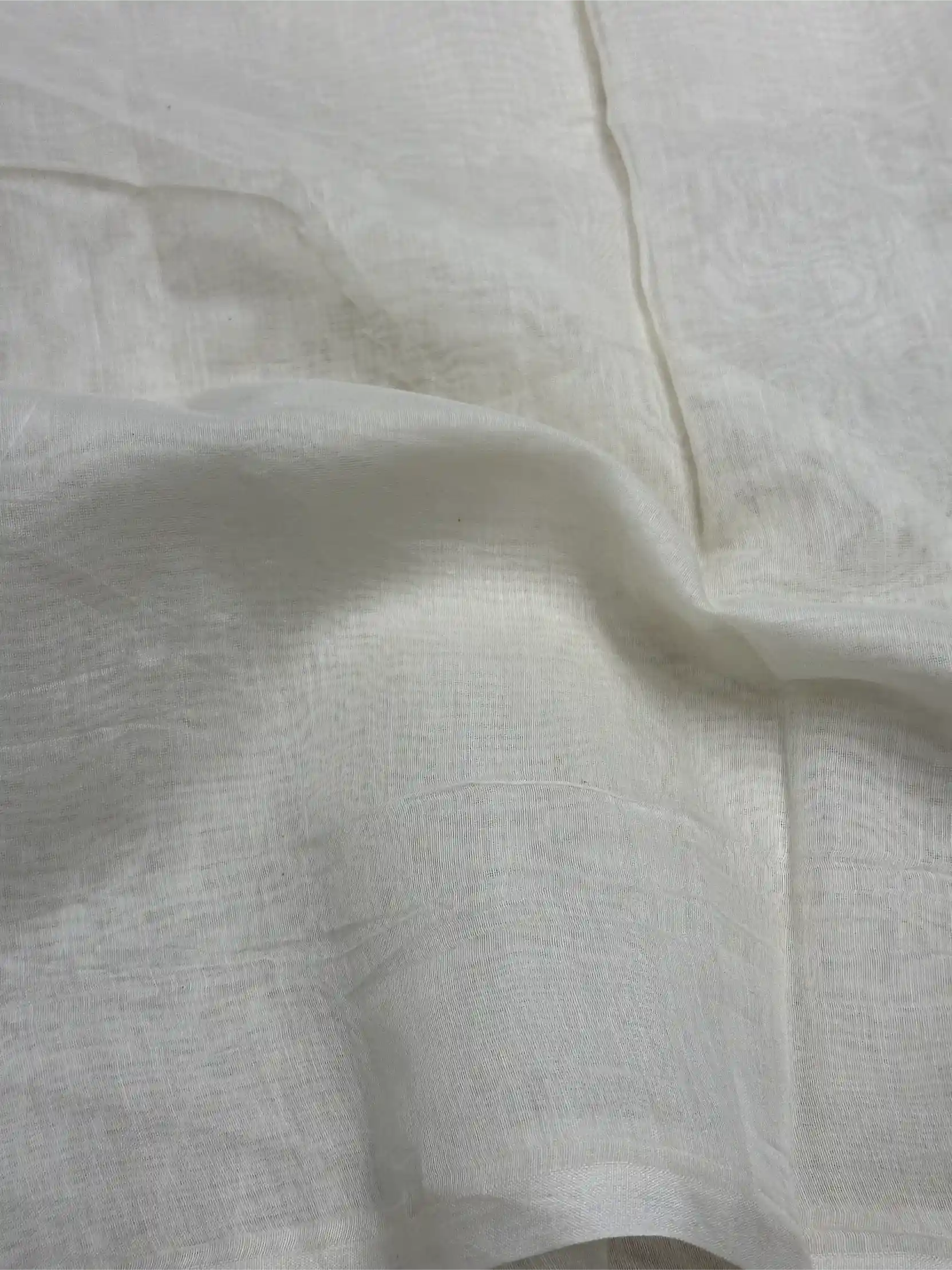 Off White Pure Mul Chanderi Appliqué Work Banarasi Saree