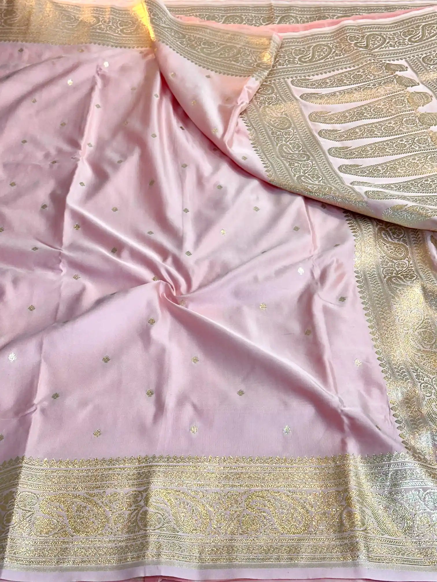 Pale Pink Premium Mashru Katan Silk Banarasi Saree
