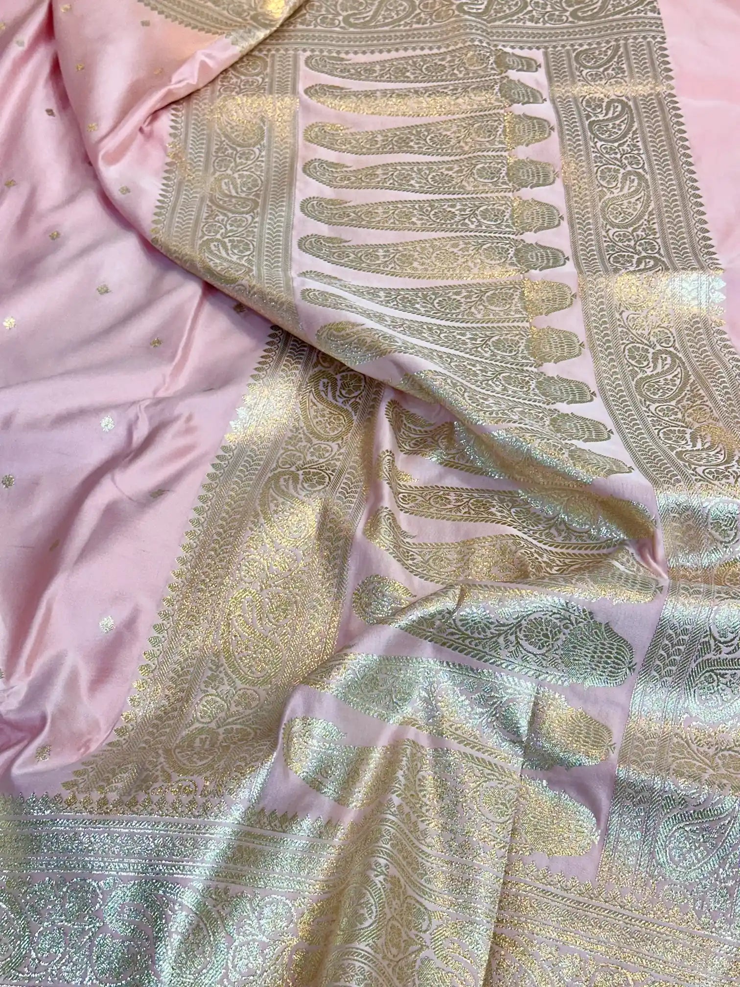 Pale Pink Premium Mashru Katan Silk Banarasi Saree