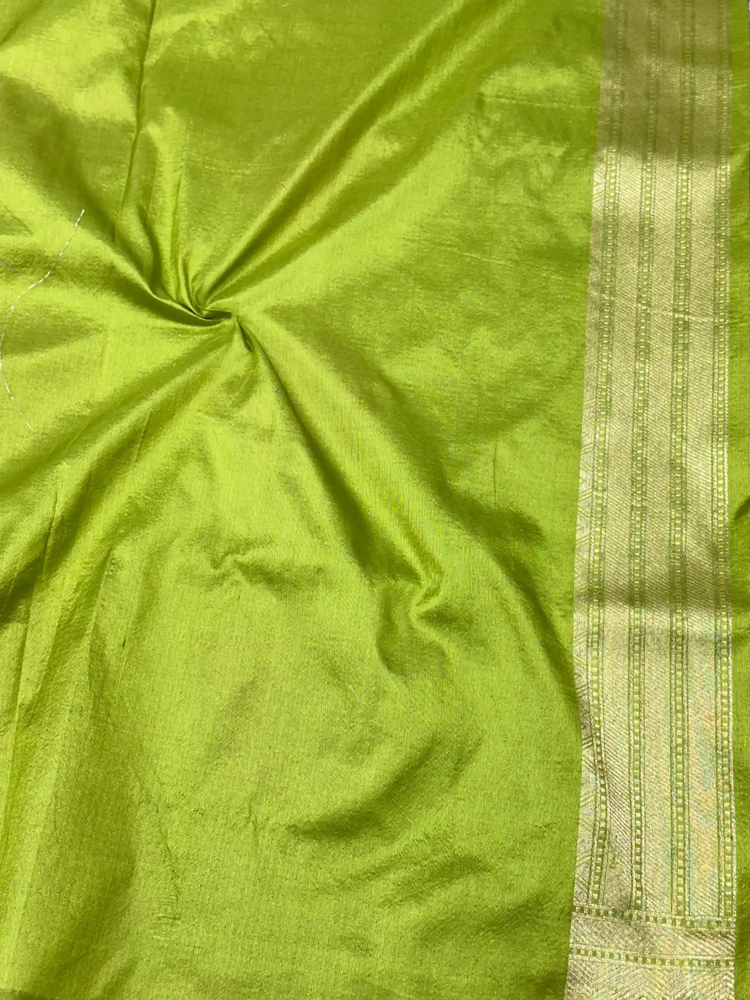 Parrot Green Embossed Meenakari Pure Katan Silk Saree