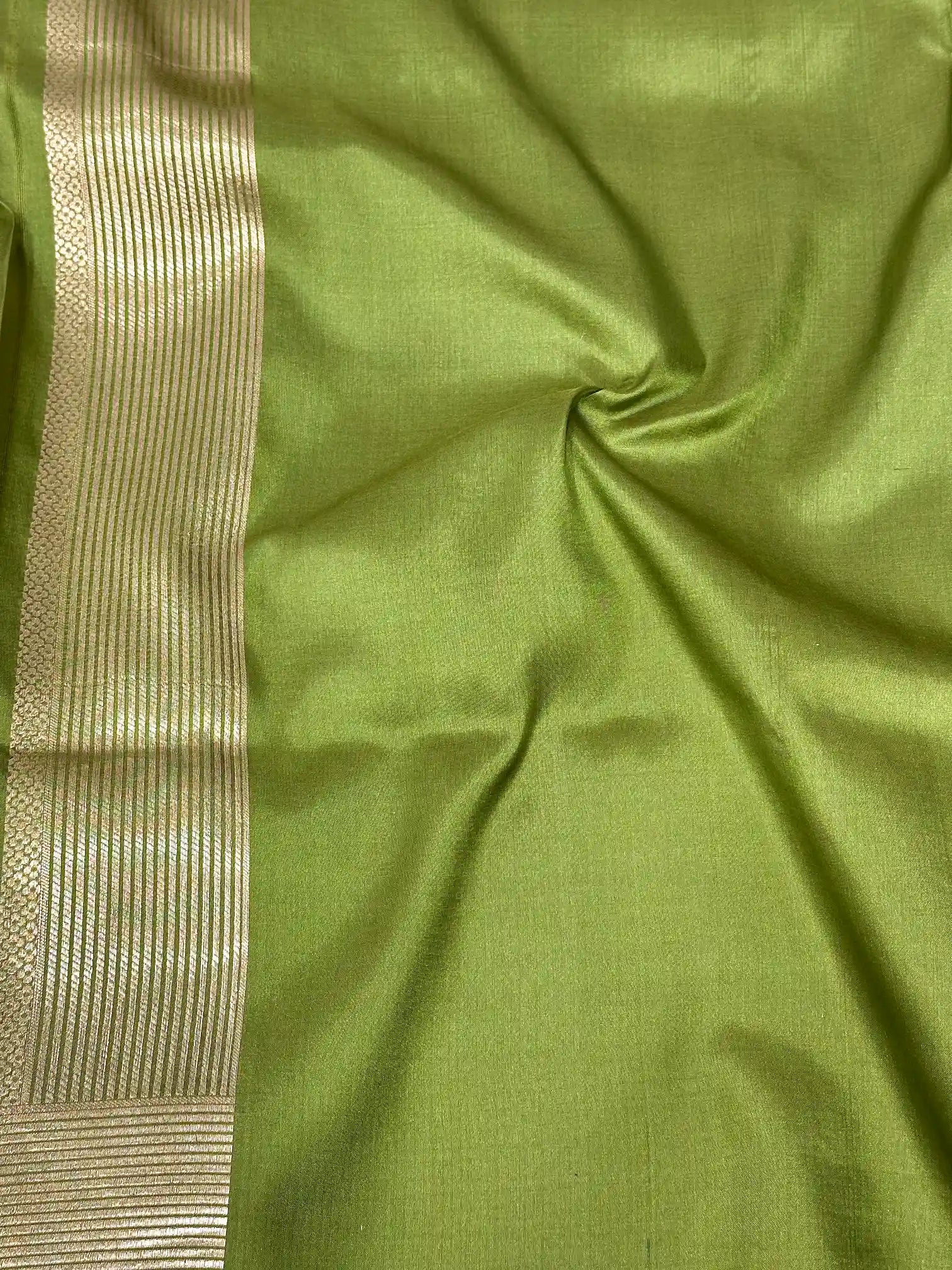Parrot Green Embossed Meenakari Pure Katan Silk Saree