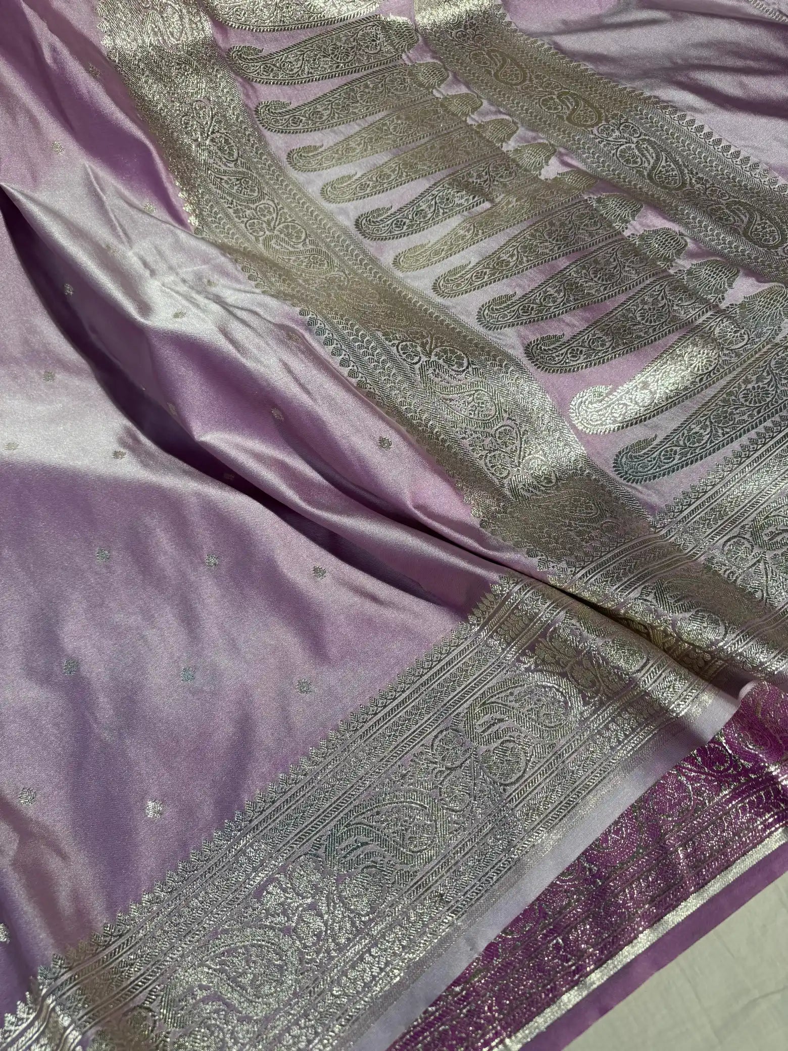 Pastel Lavandar Mashru Katan silk with rich pallu and blouse