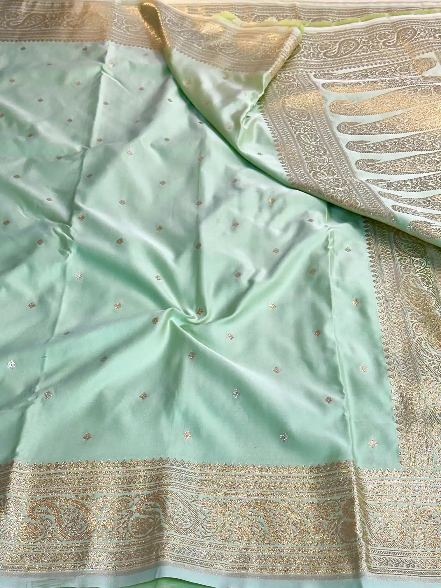 Pastel Peach Premium Mashru Katan Silk Banarasi Saree