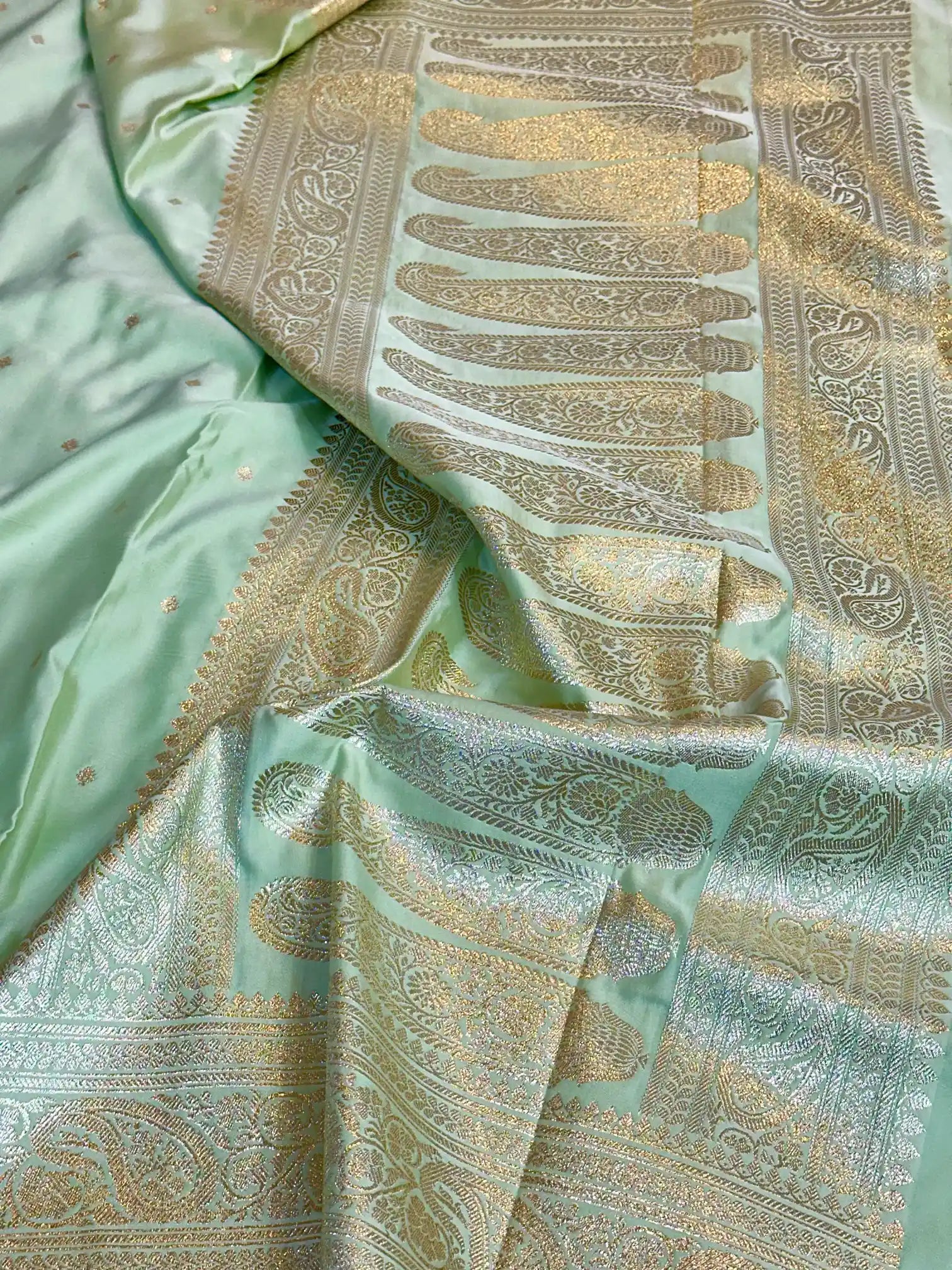 Pastel Peach Premium Mashru Katan Silk Banarasi Saree