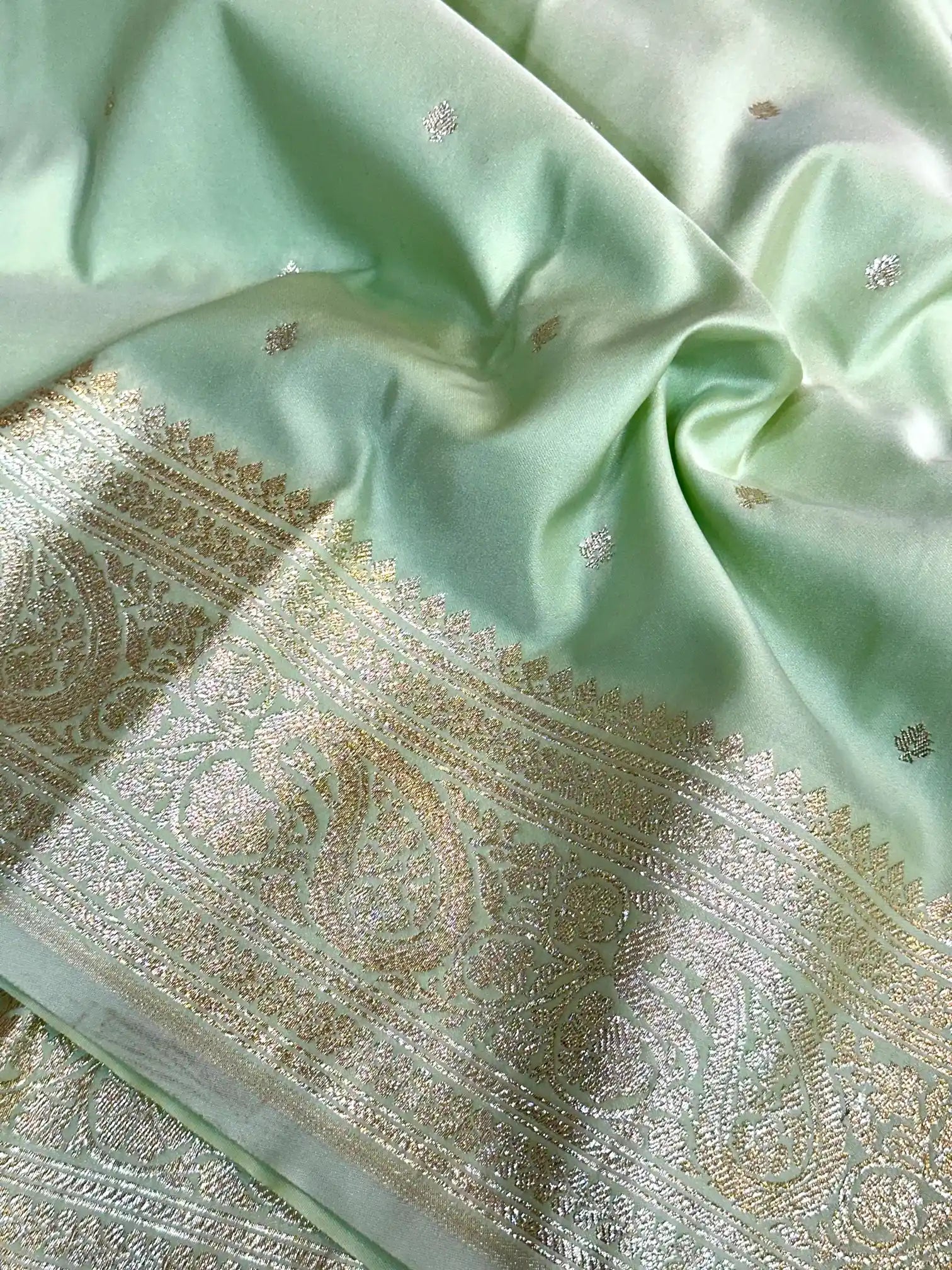 Pastel Peach Premium Mashru Katan Silk Banarasi Saree