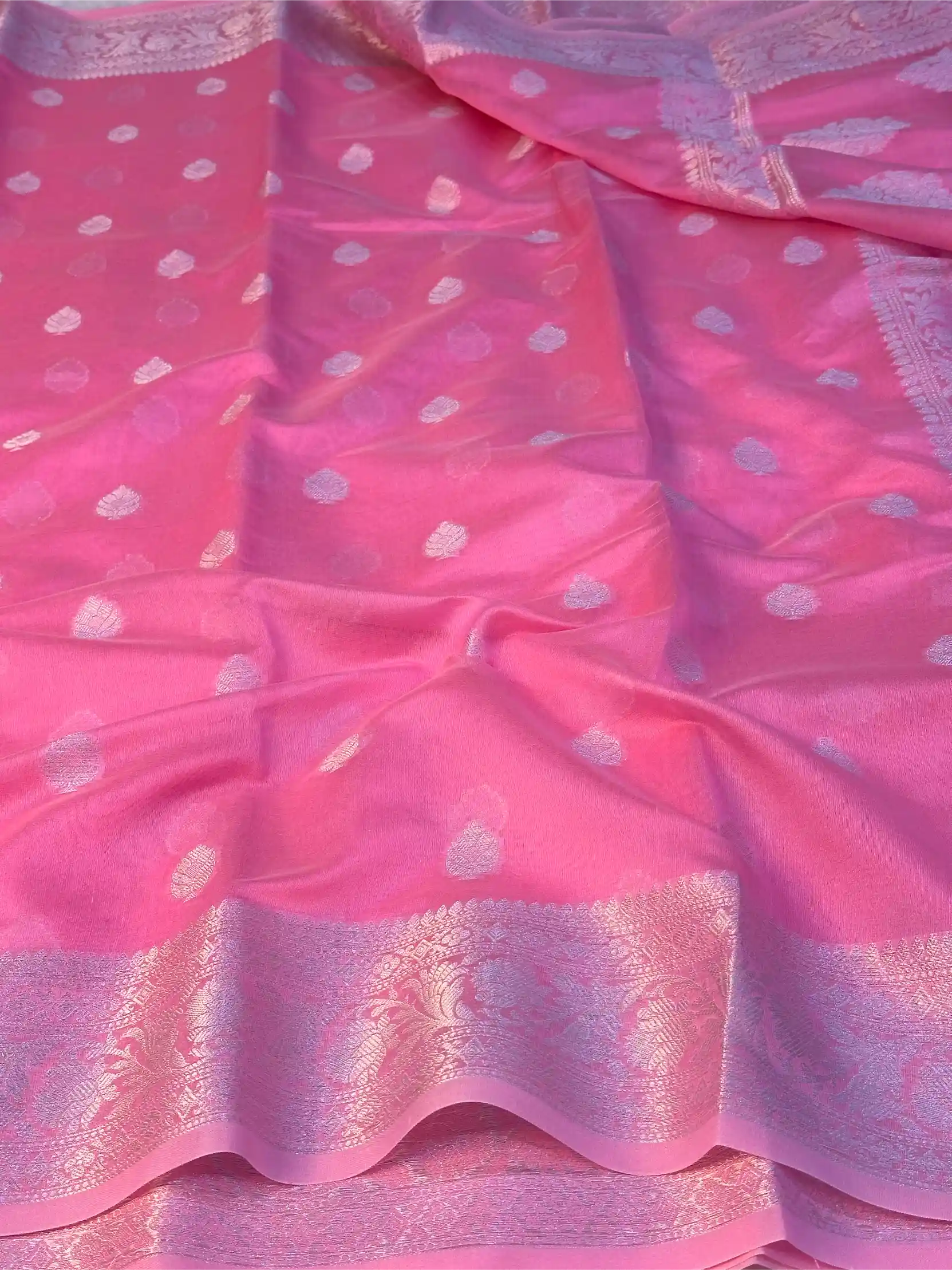 Pastel Pink Soft Silk Khaddi Buti Banarasi Saree