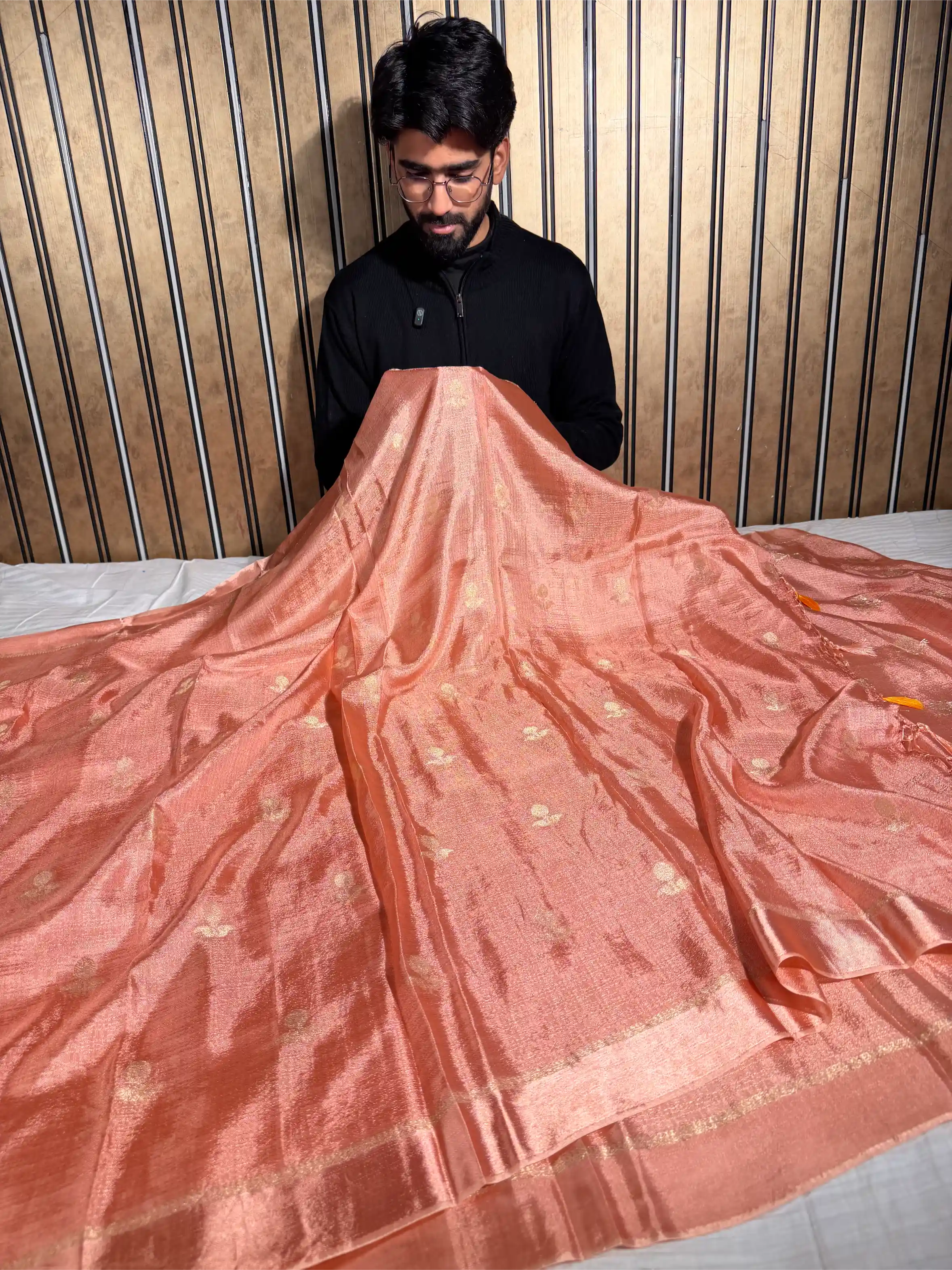 Peach Extremely Soft Georgette Silk Banarasi Saree