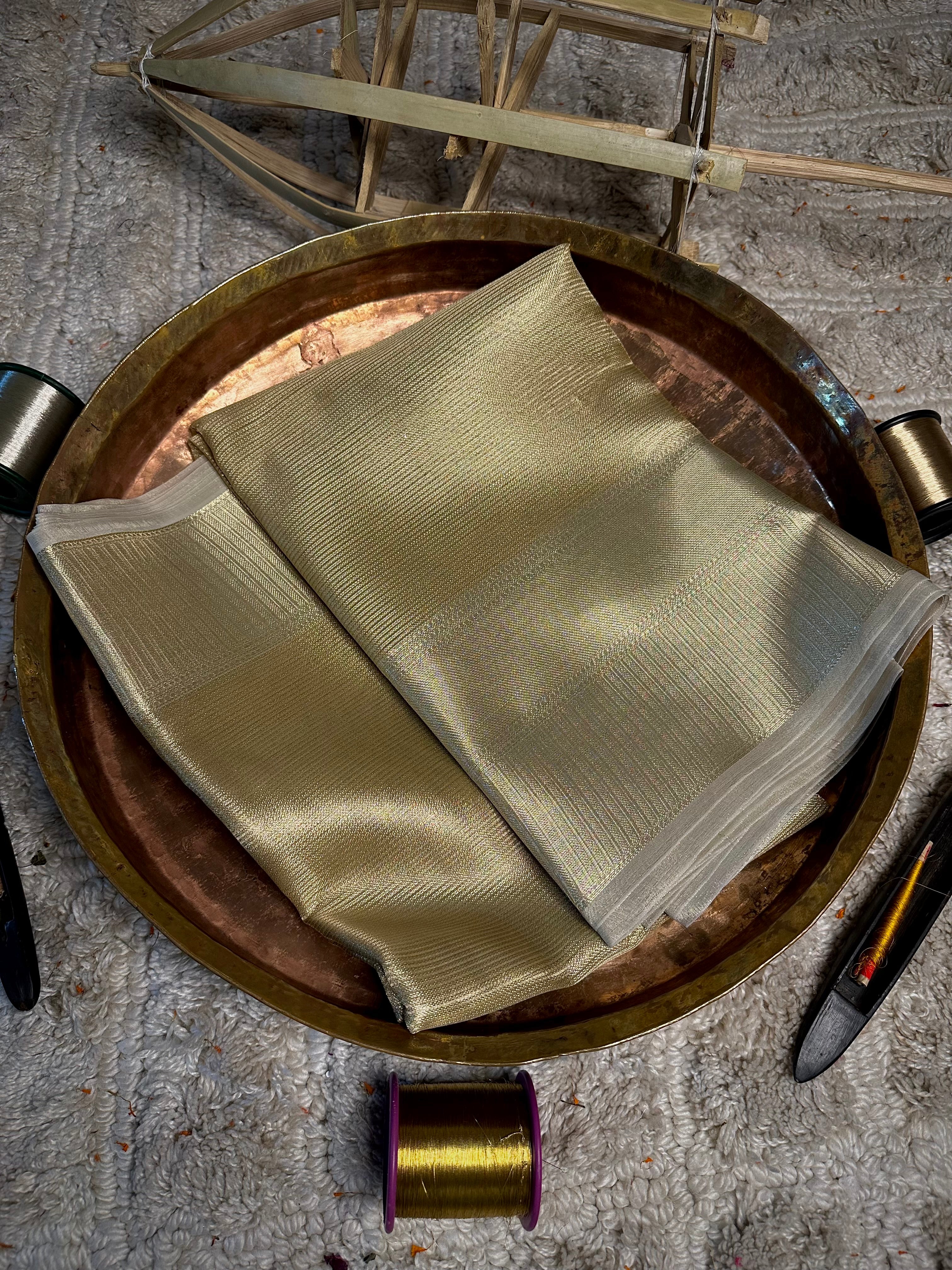 Ivory gold brocade tissue saree