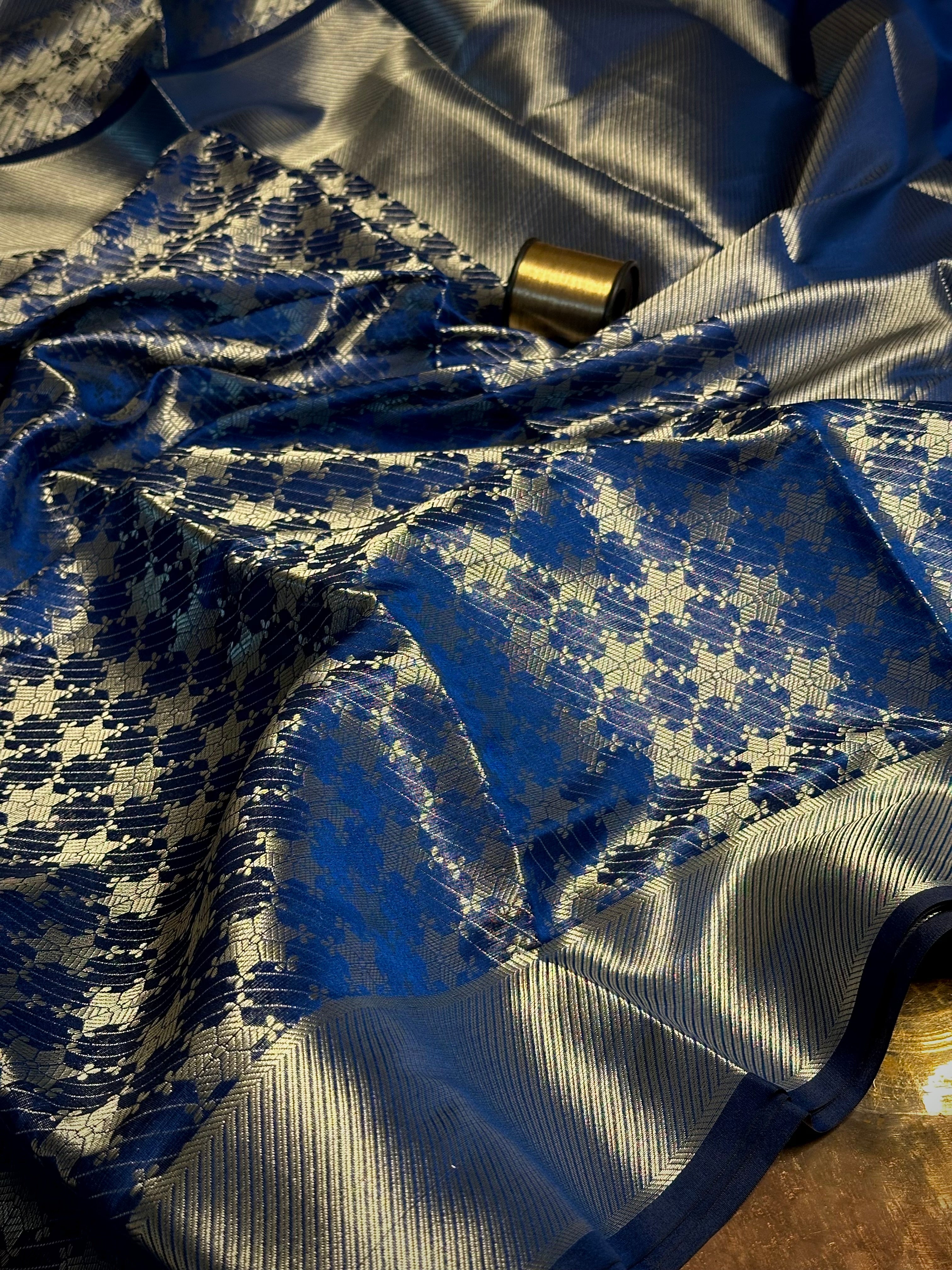 Royal blue brocade Softsilk saree