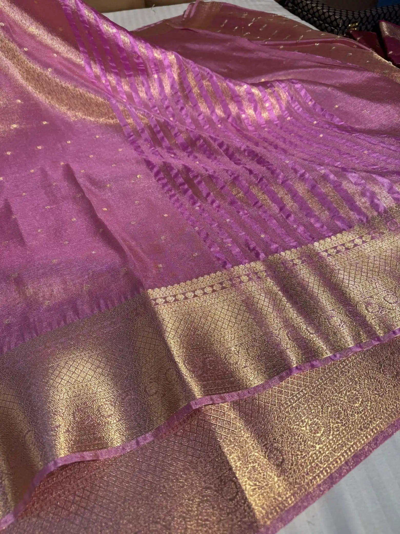 Pink Breathable Katan Tissue Silk Traditional Banarasi Saree