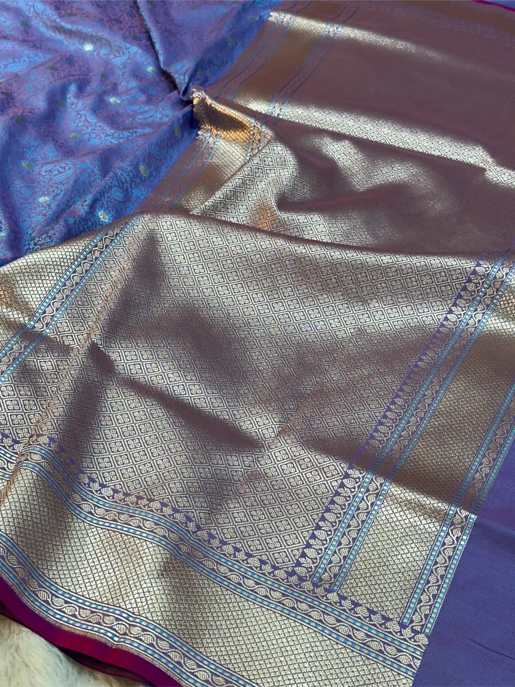 Powder Blue Intricate Mashru Katan Silk Tanchoi Banarasi Saree